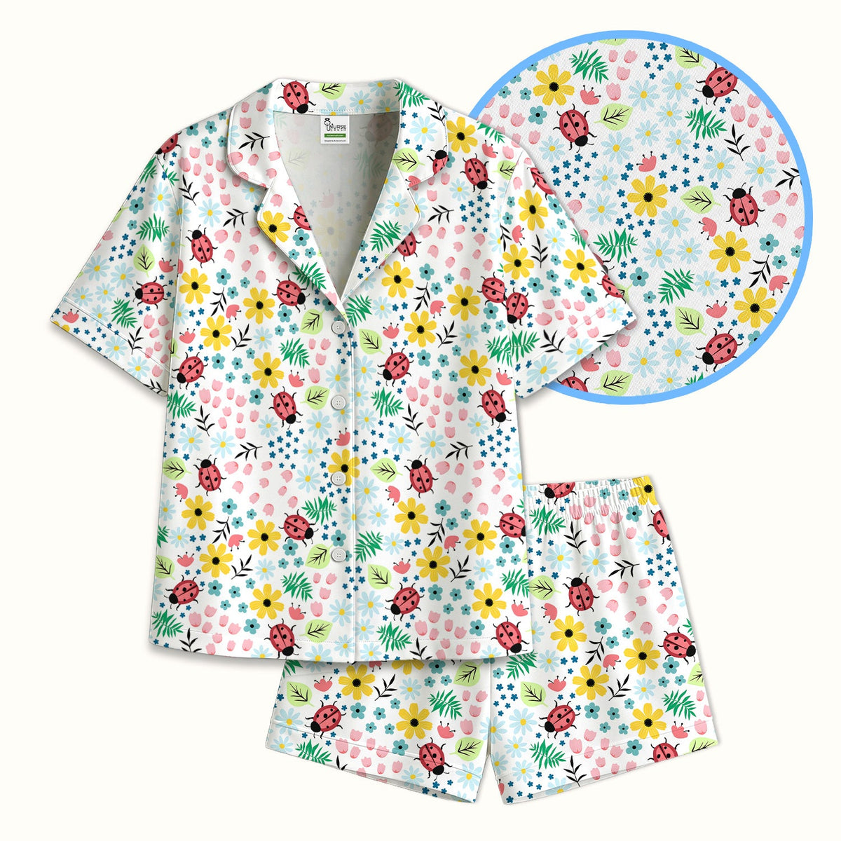 Ladybug Floral Garden Pajama Set