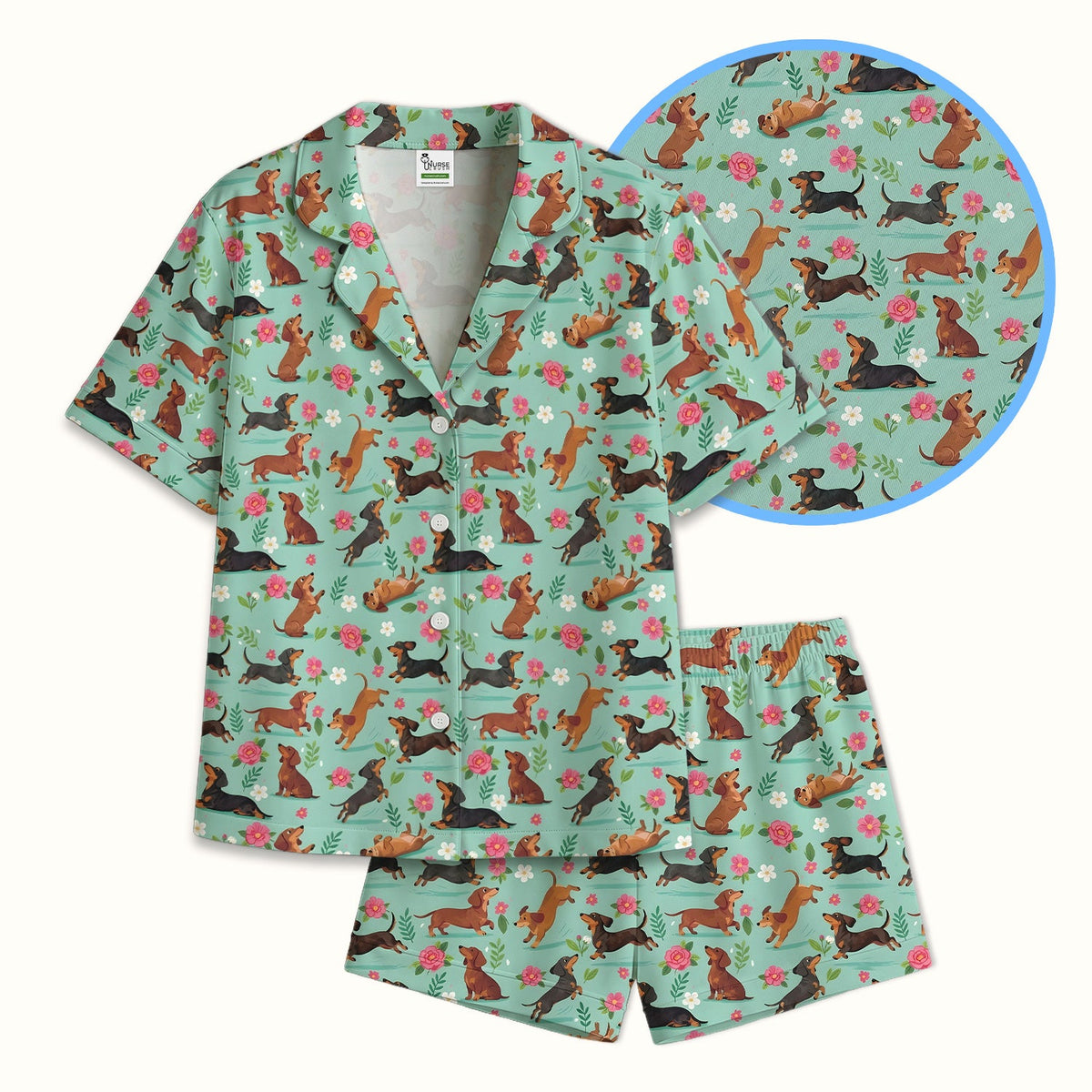 Floral Dachshund Puppy Pajama Set