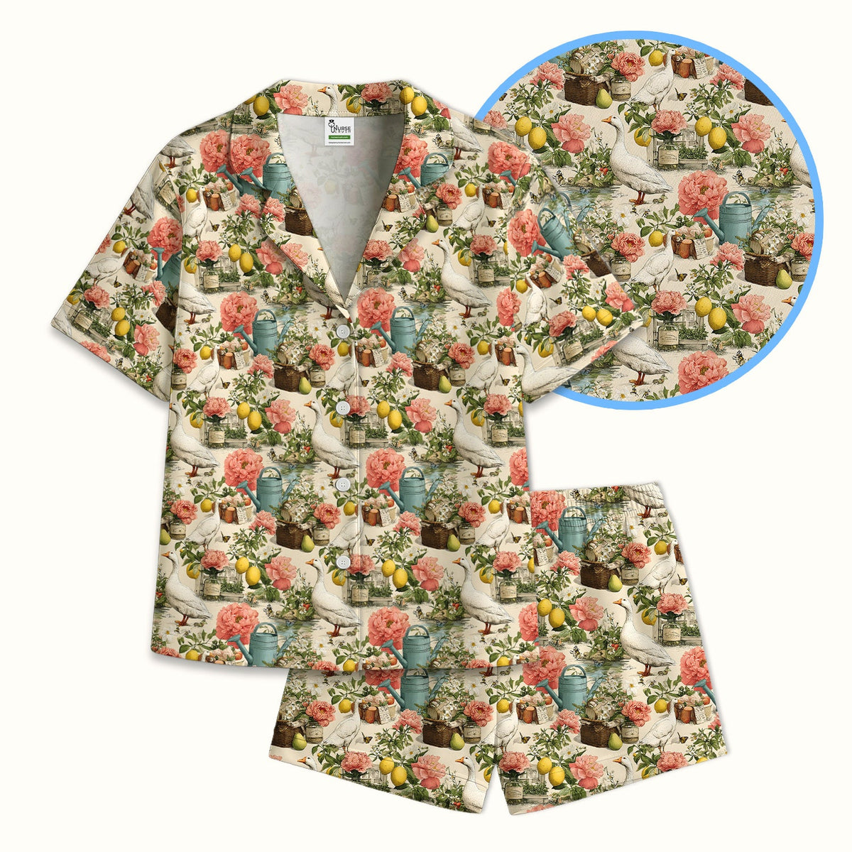 Vintage Goose Garden Floral Pajama Set