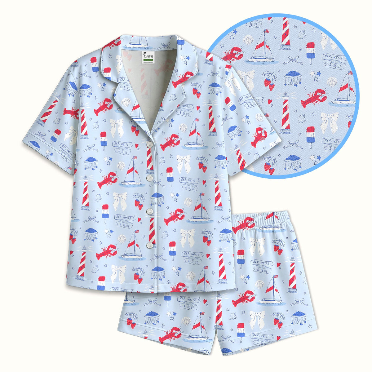 Lobster Lighthouse Sailboat Pajama Set