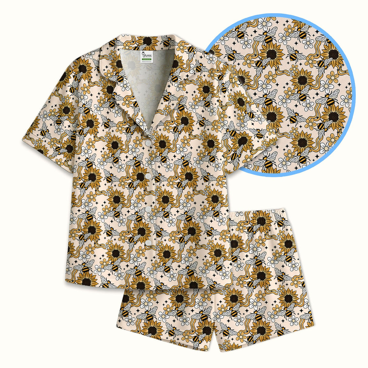 Sunflower Honey Bee Floral Pajama Set
