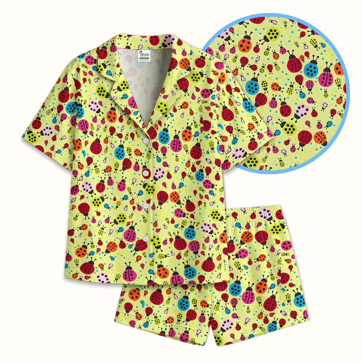 Colorful Ladybug Garden Pajama Set
