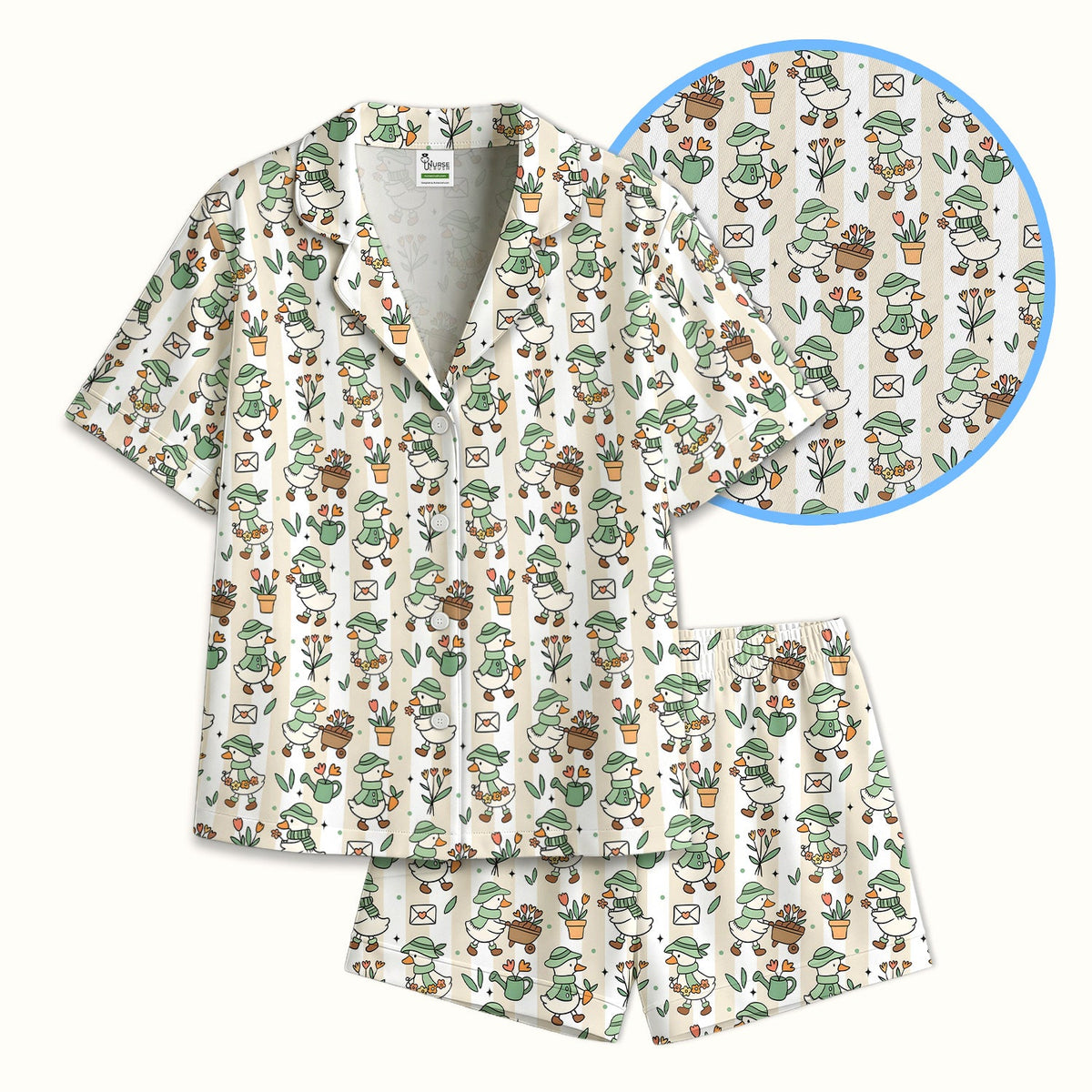 Gardening Duck Floral Pajama Set