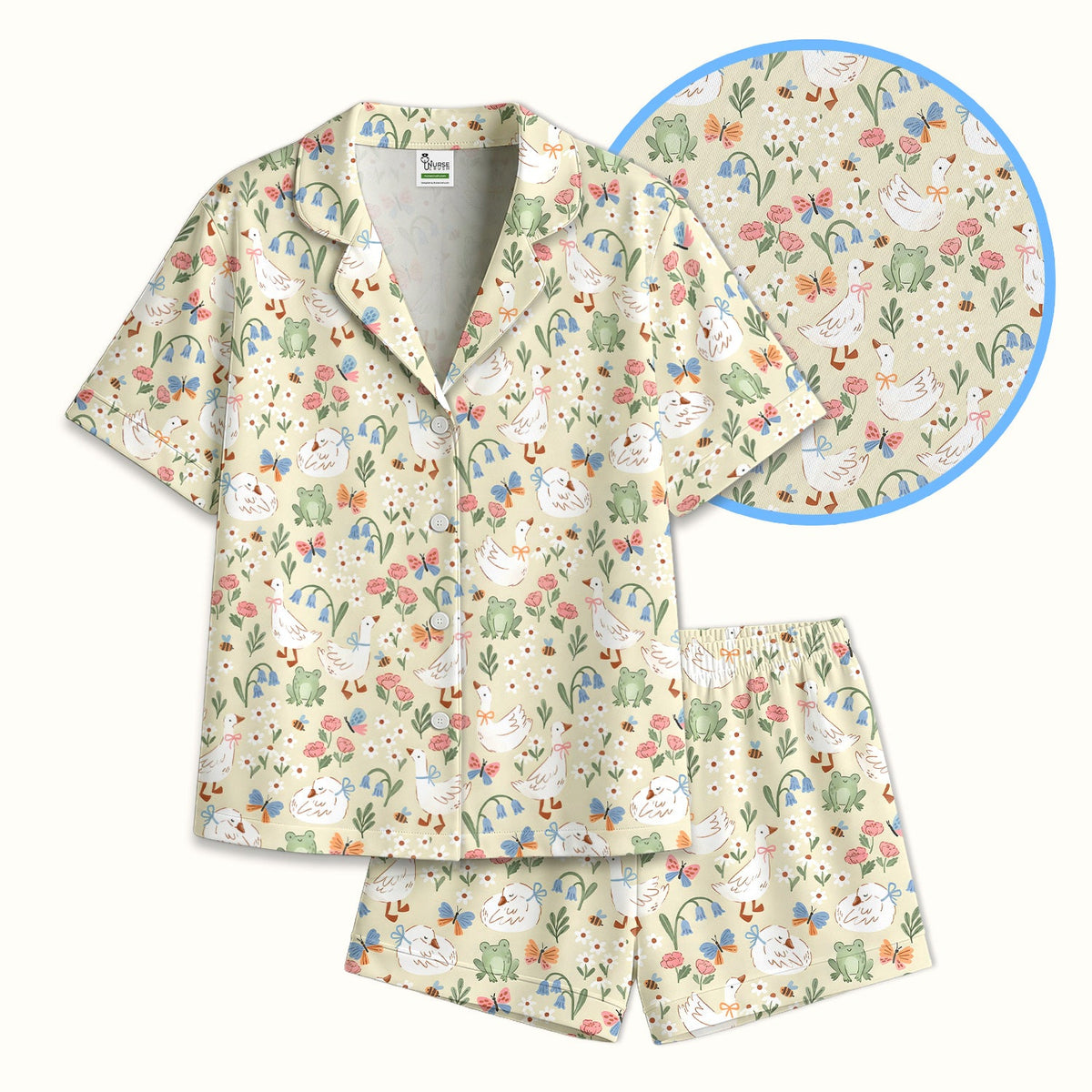 Goose Frog Garden Pajama Set