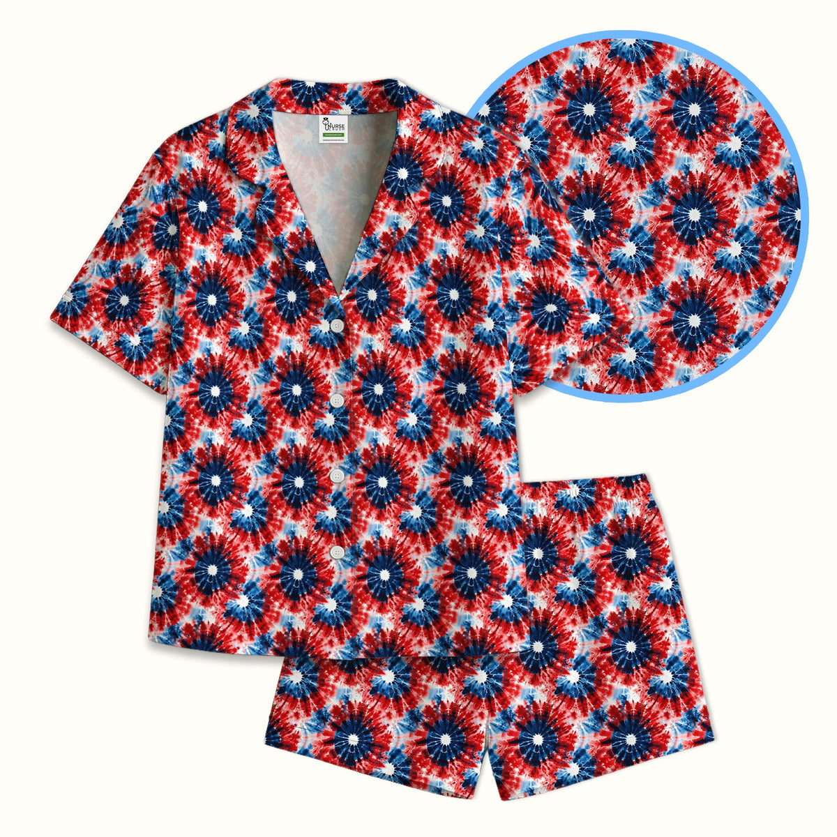 Nurse Tie Dye Firework Burst Pajama Set
