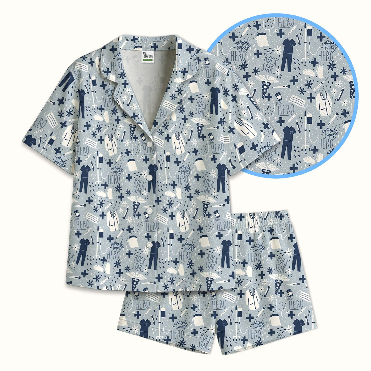Nurse Quote Care Message Grey Teal Pajama Set