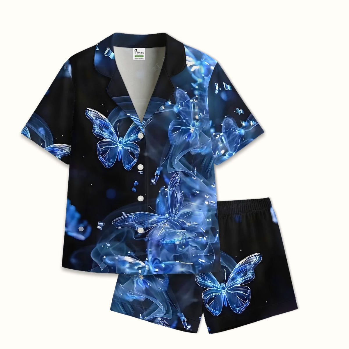 Glowing Blue Butterfly Garden Pajama Set