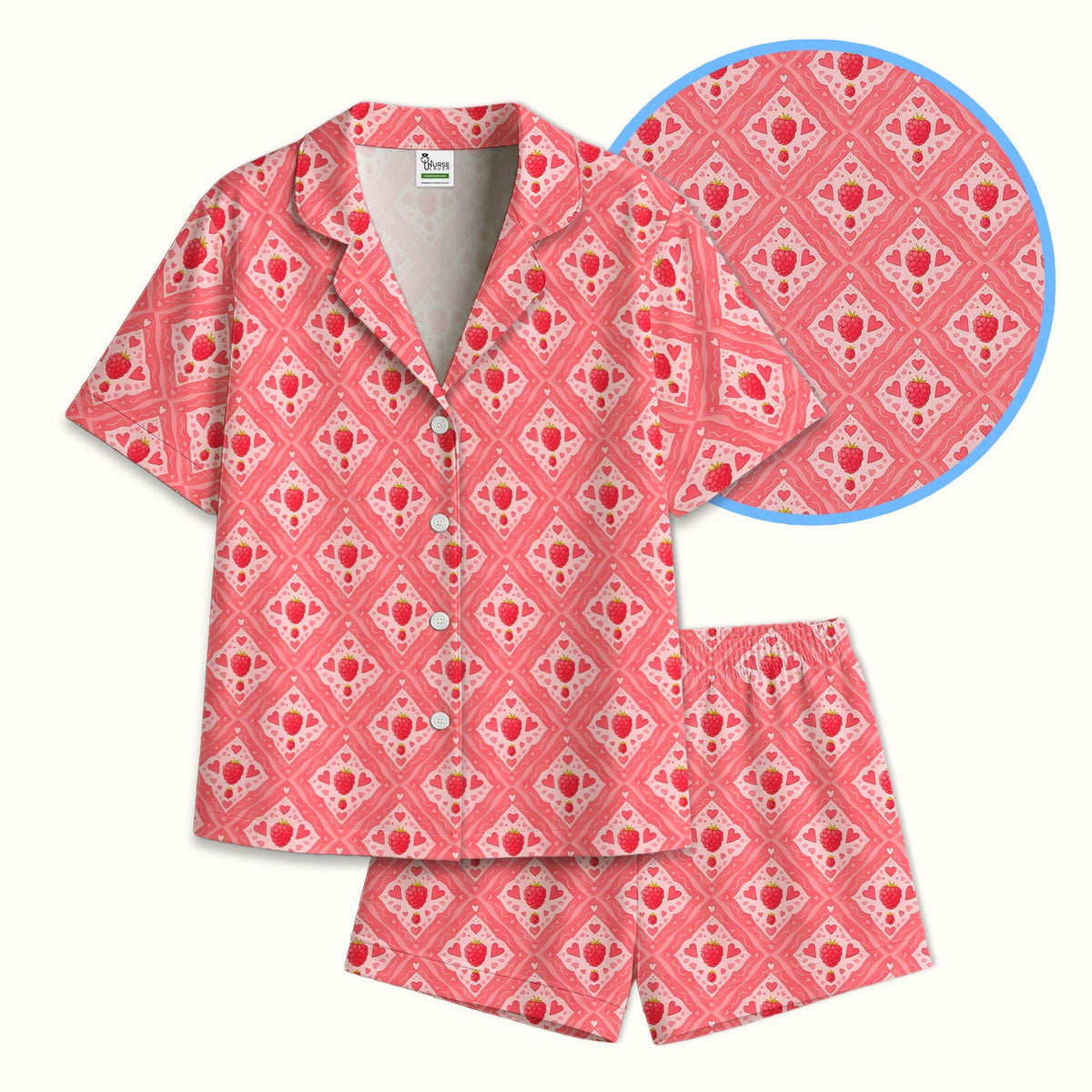 Raspberry Heart Diamond Nurse Pajama Set
