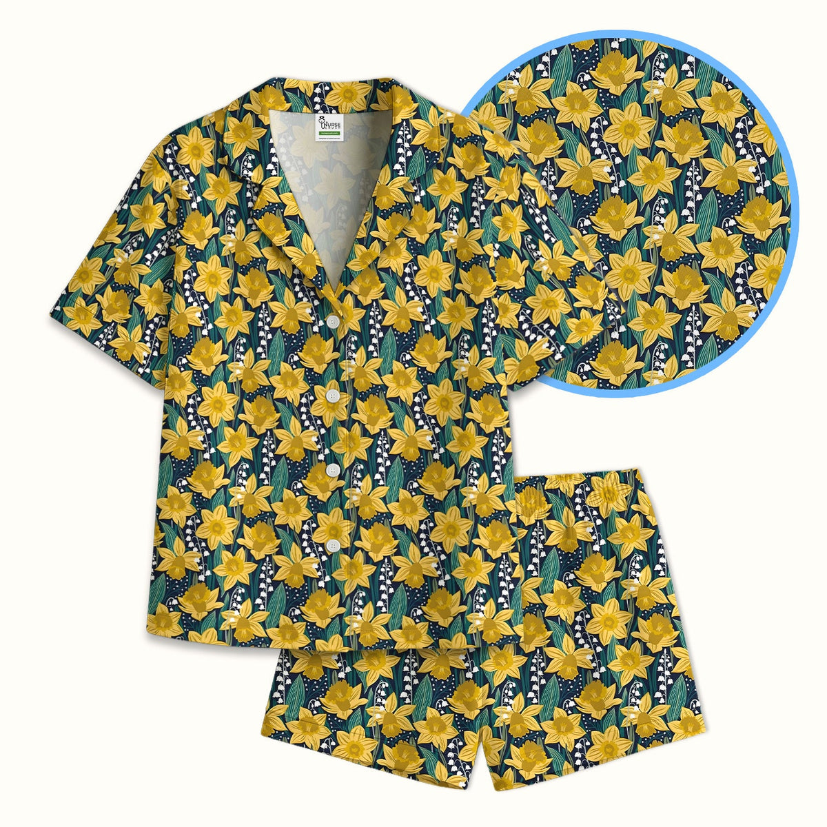 Yellow Daffodil Lily Valley Pajama Set