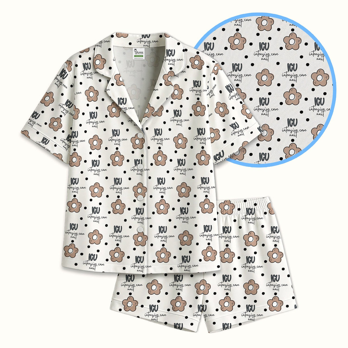 ICU Flower Polka Dot Pajama Set