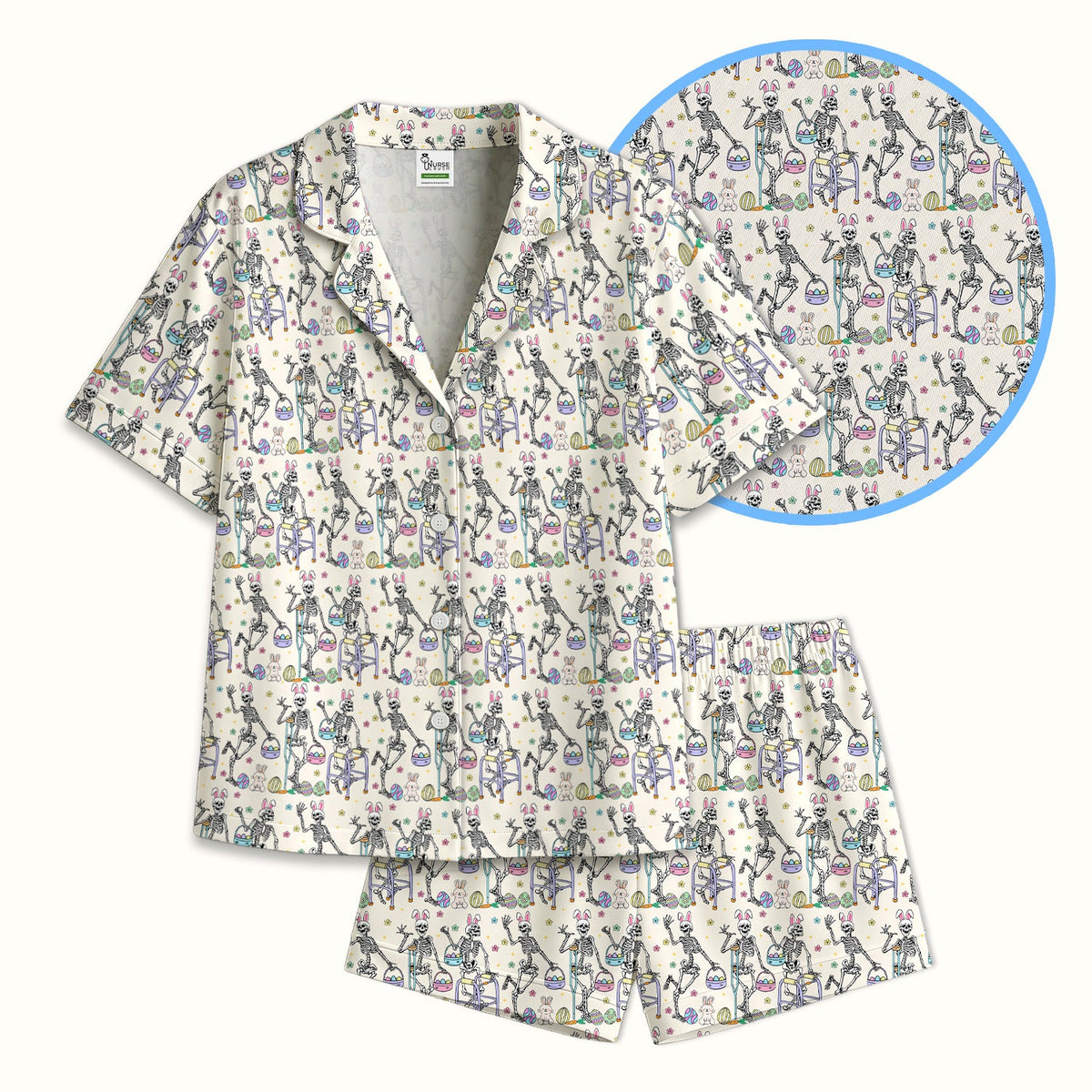 Fun Skeleton Bunny Pajama Set - Easter Gift For Nurse