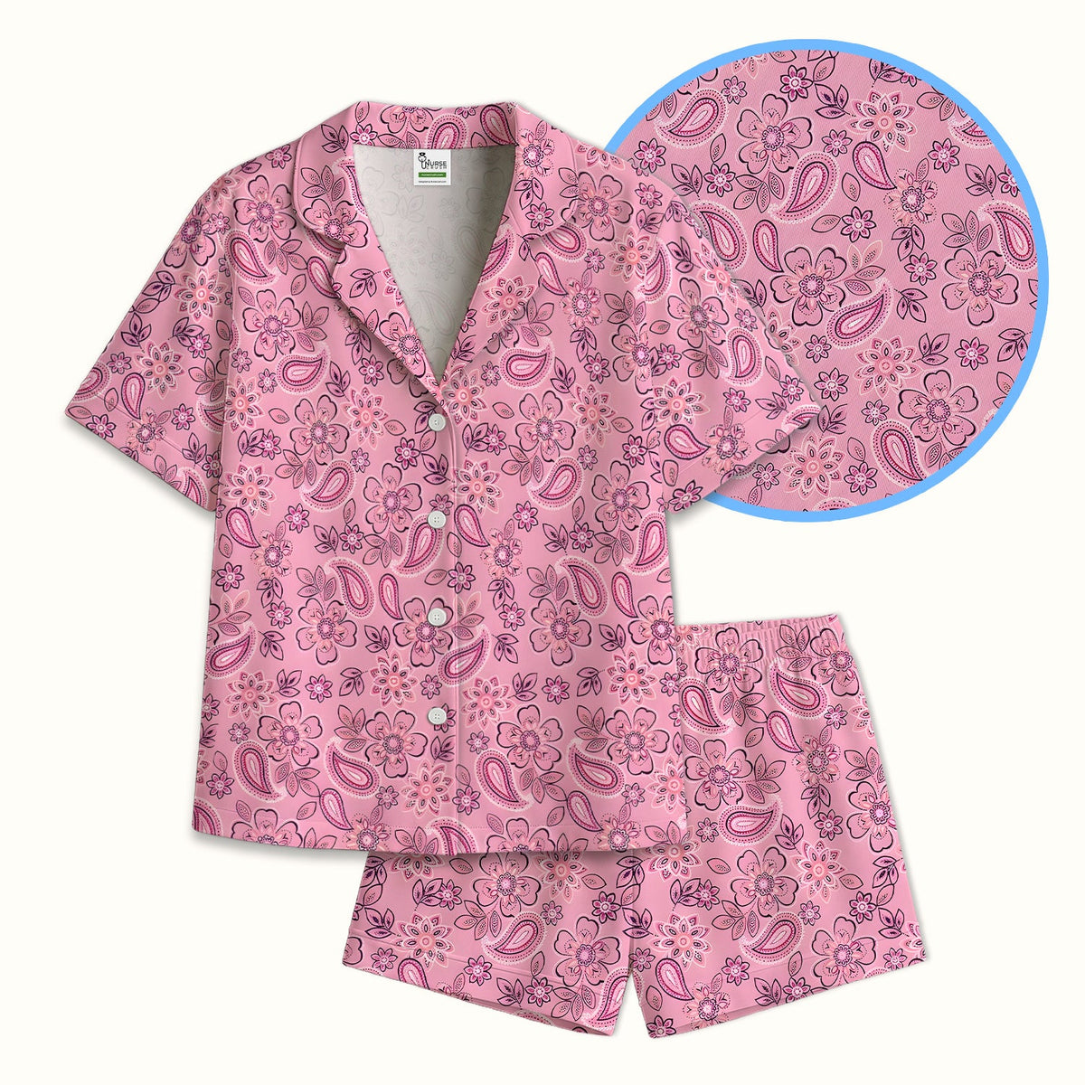 Pink Paisley Floral Pajama Set