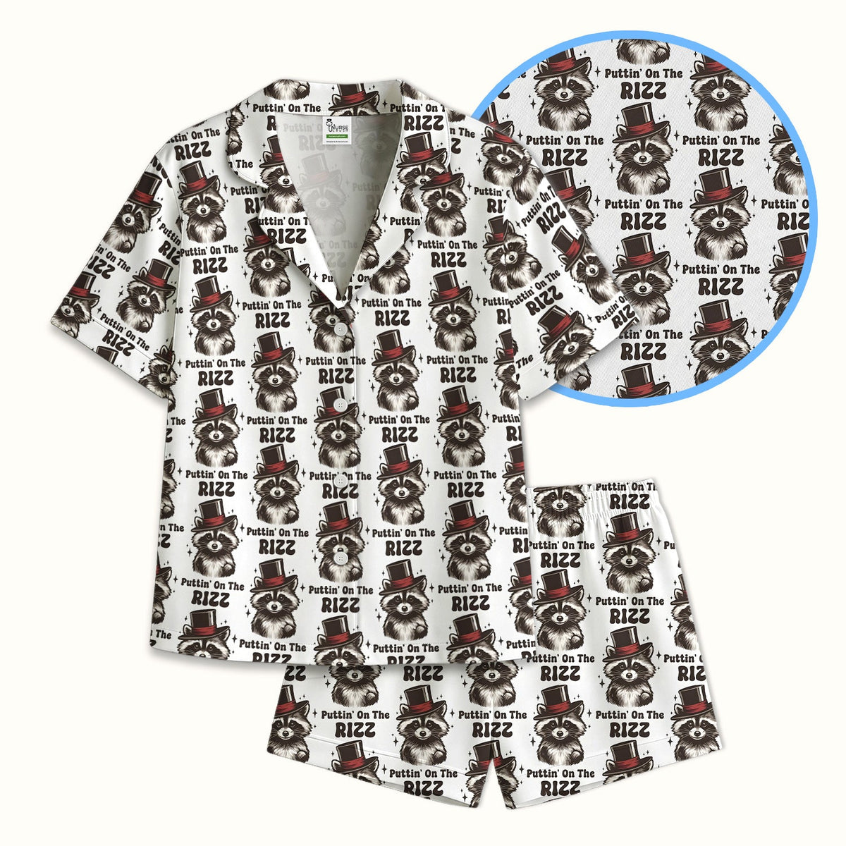 Raccoon Top Hat Rizz Pajama Set