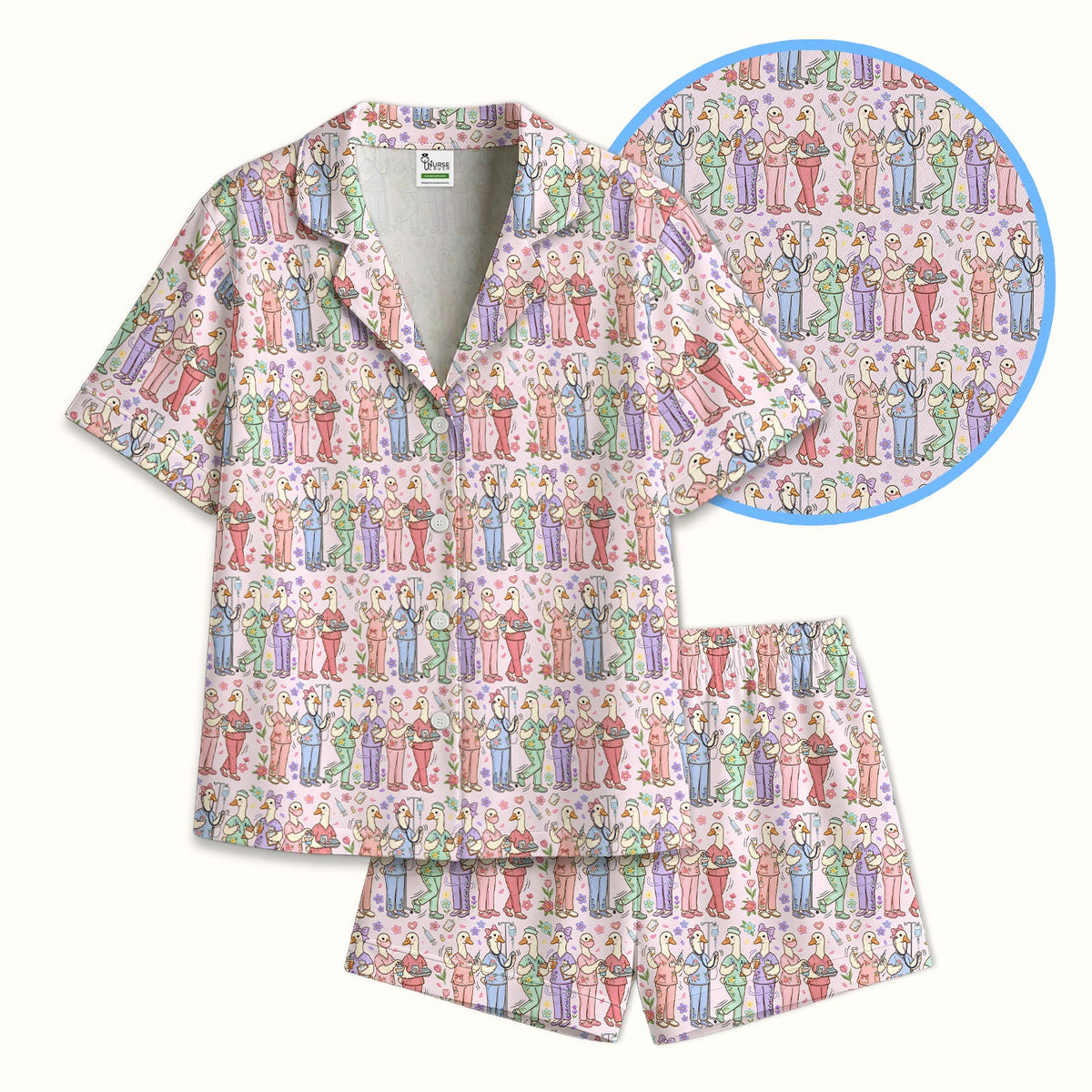 Goose Characters Floral Pajama Set