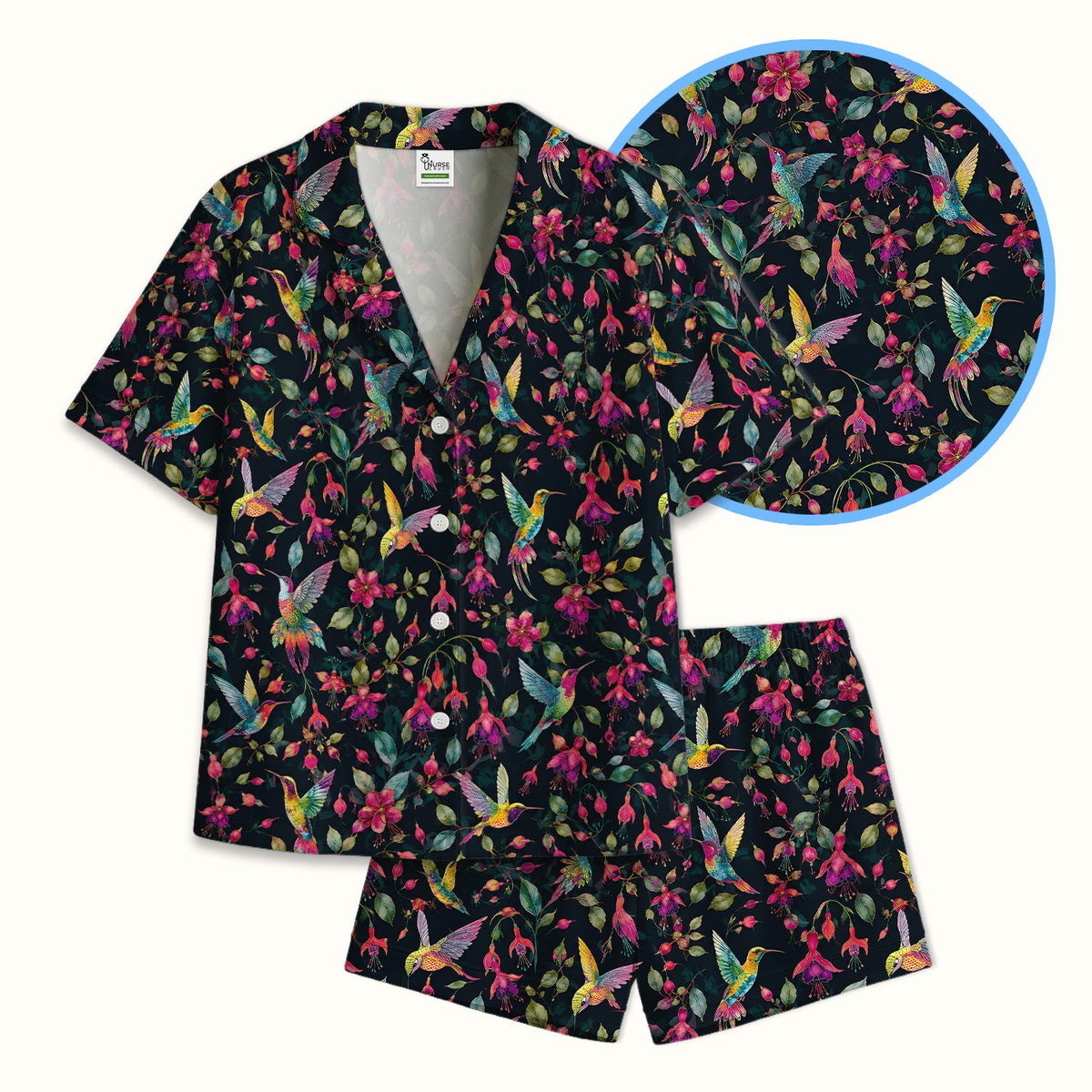 Hummingbird Fuchsia Bloom Pajama Set For Nurse