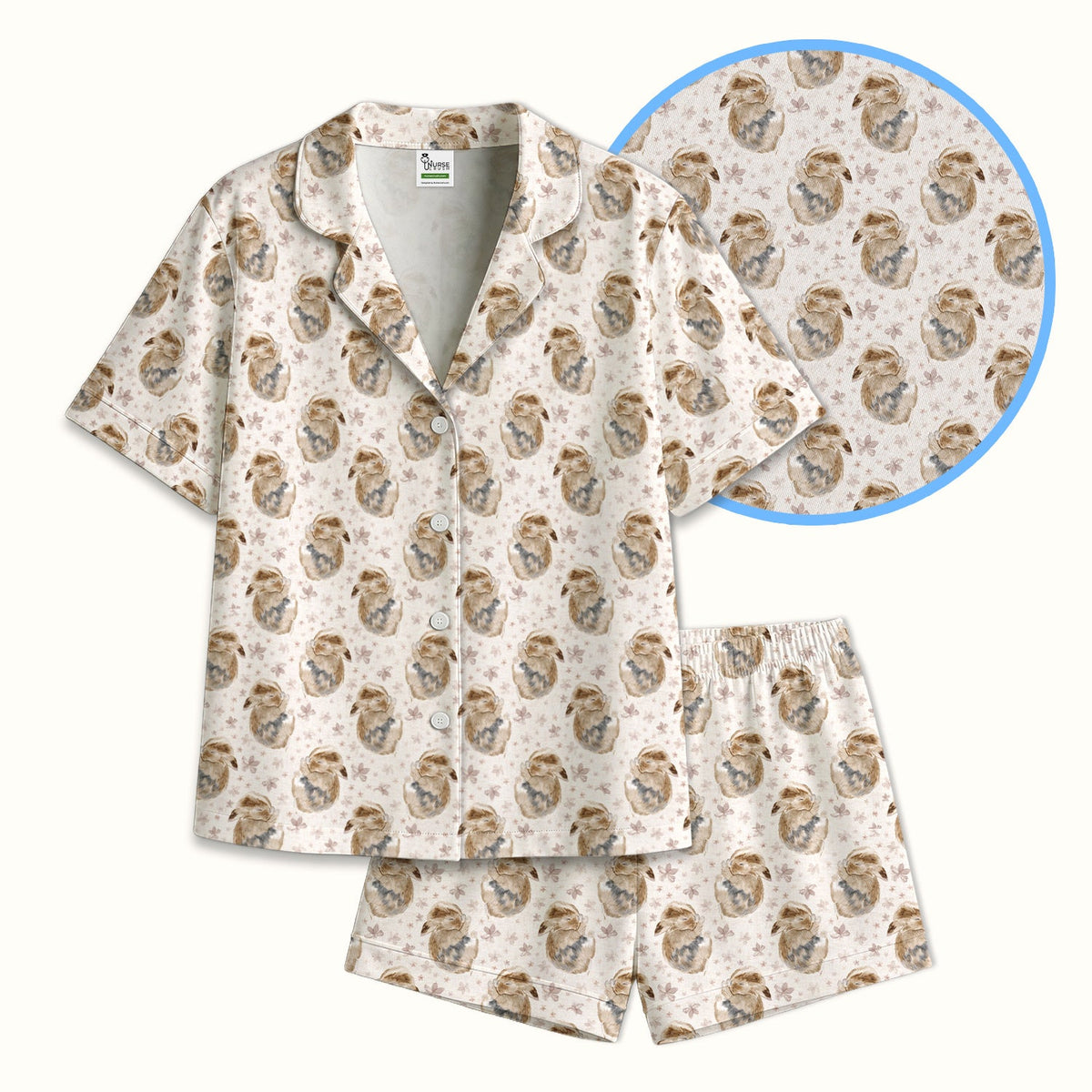 Sleeping Bunny Floral Meadow Nurse Pajama Set