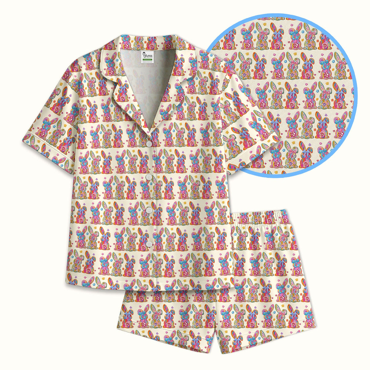 Pastel Bunny Floral Pajama Set