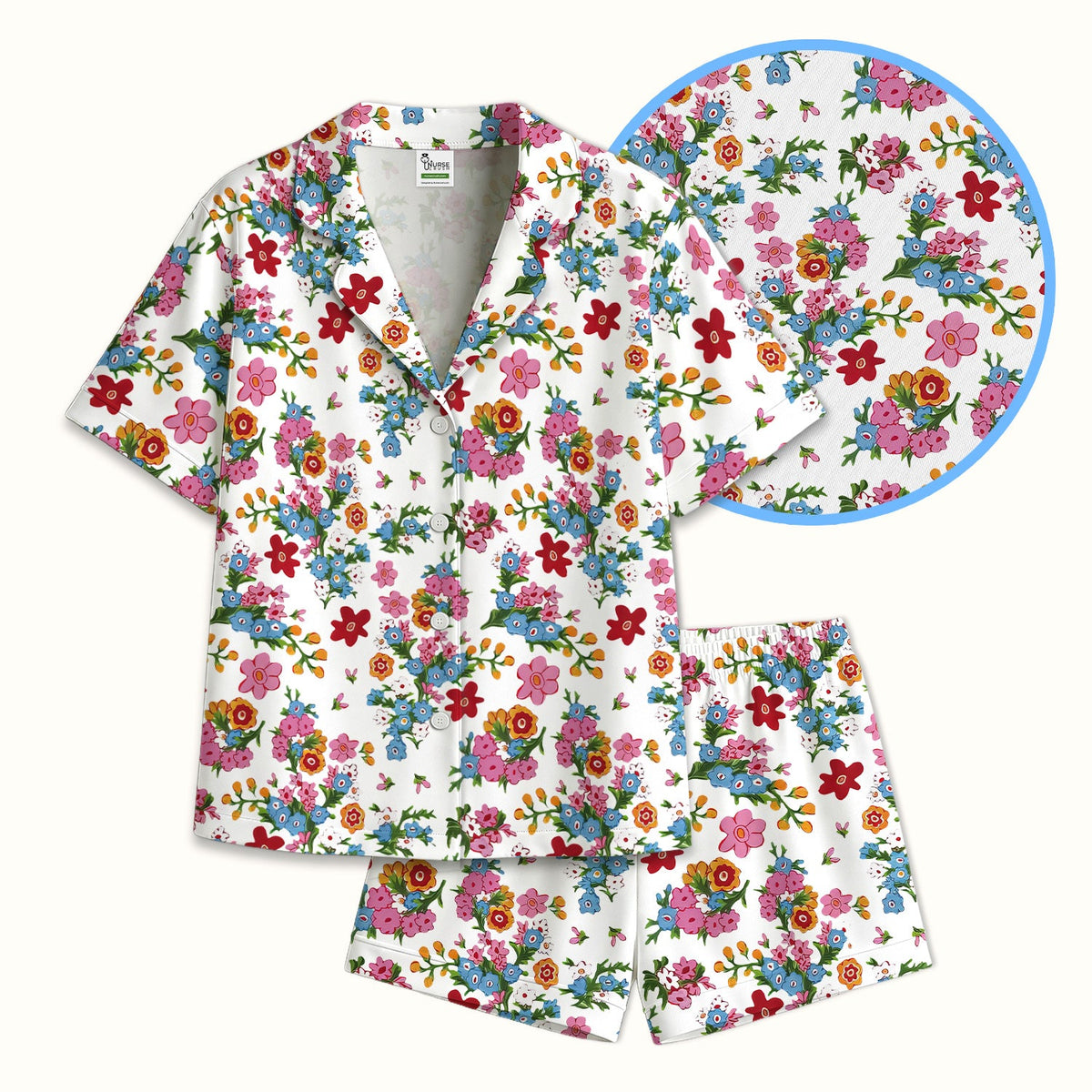 Vintage Floral Bouquet Nurse Pajama Set
