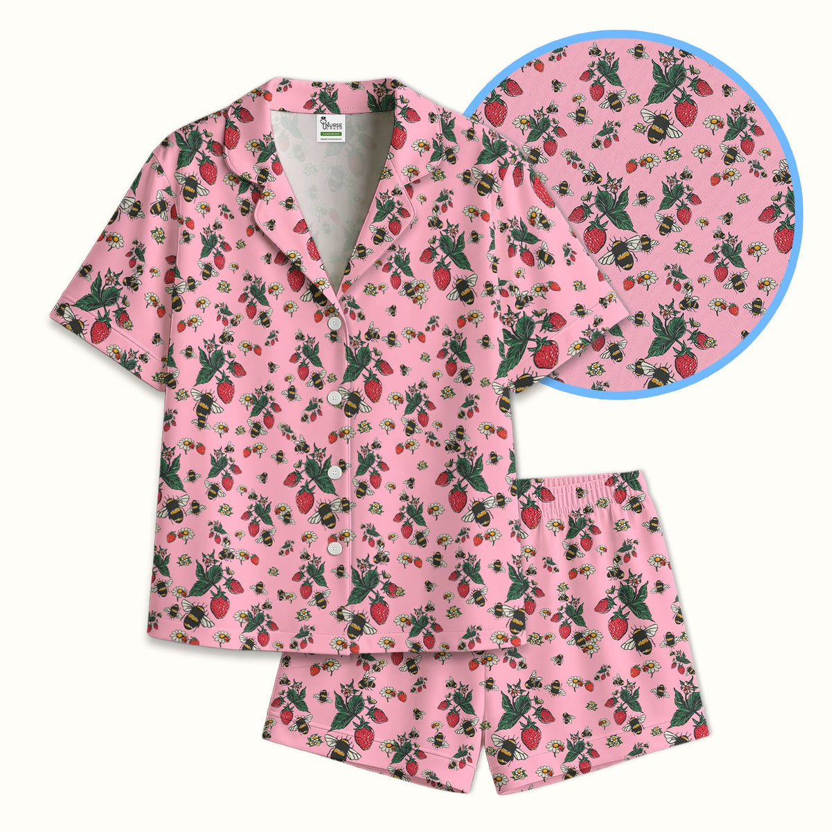 Strawberry Bee Daisy Nurse Pajama Set