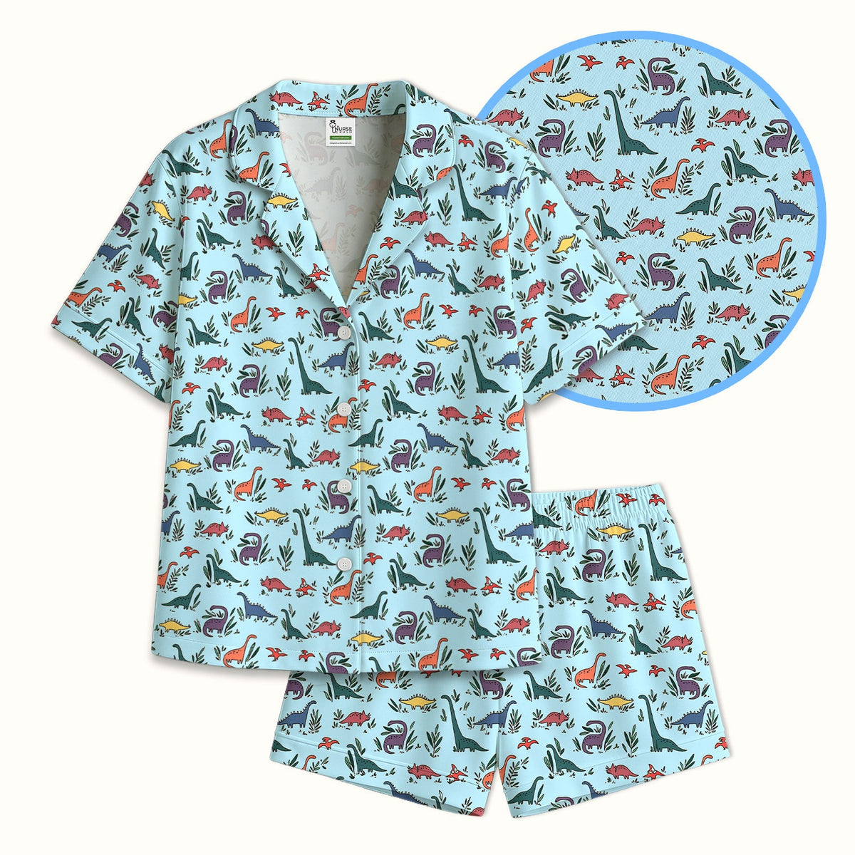 Dinosaur Leafy Garden Nurse Pajama Set
