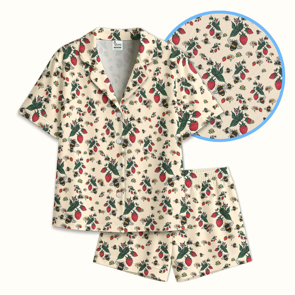 Strawberry Bee Daisy Nurse Pajama Set
