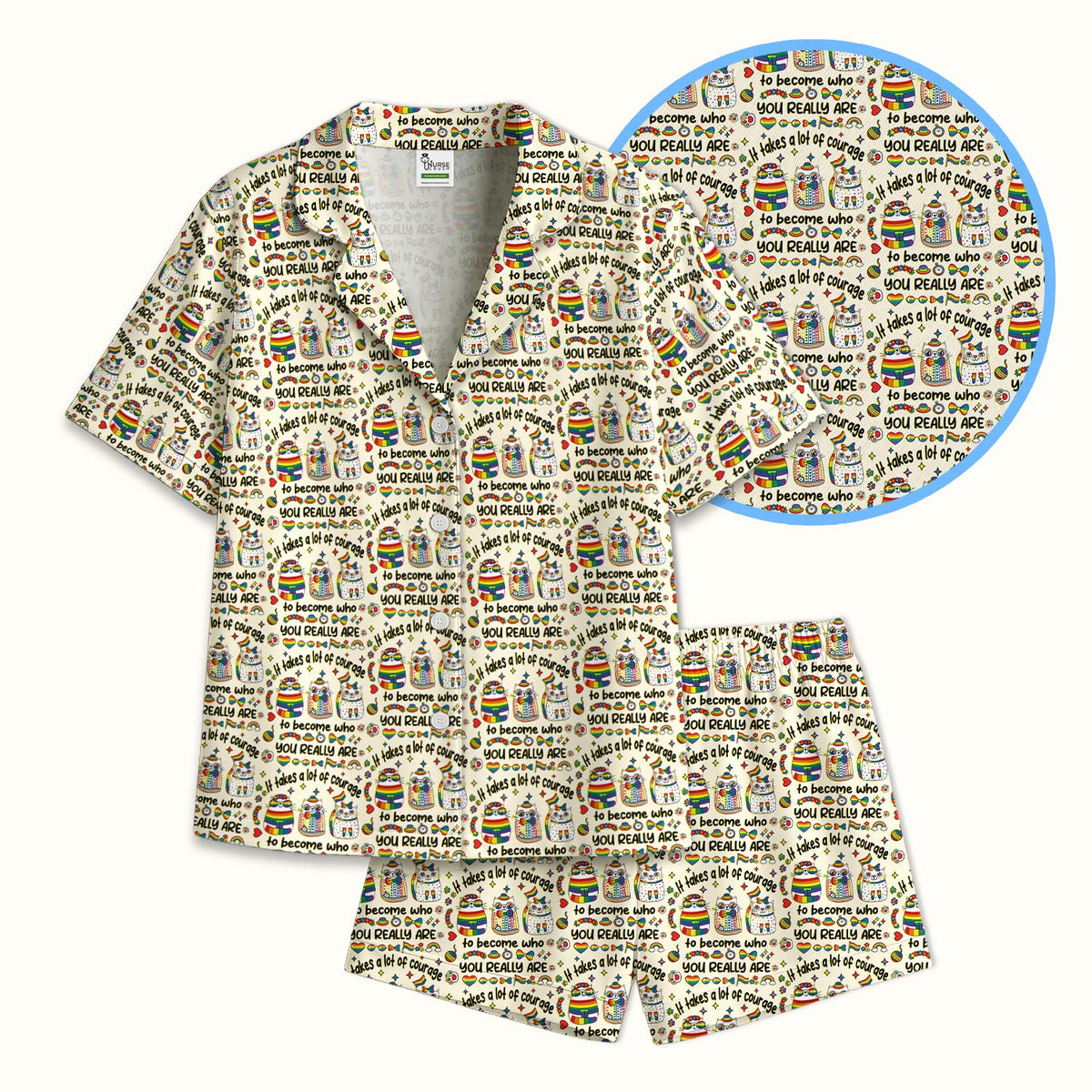 Nurse Rainbow Cat Courage Pajama Set