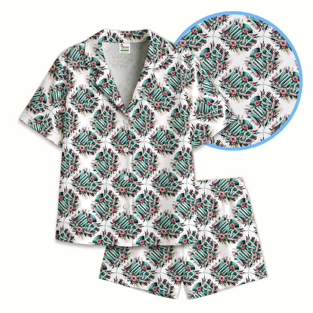 Typography Floral Pajama Set