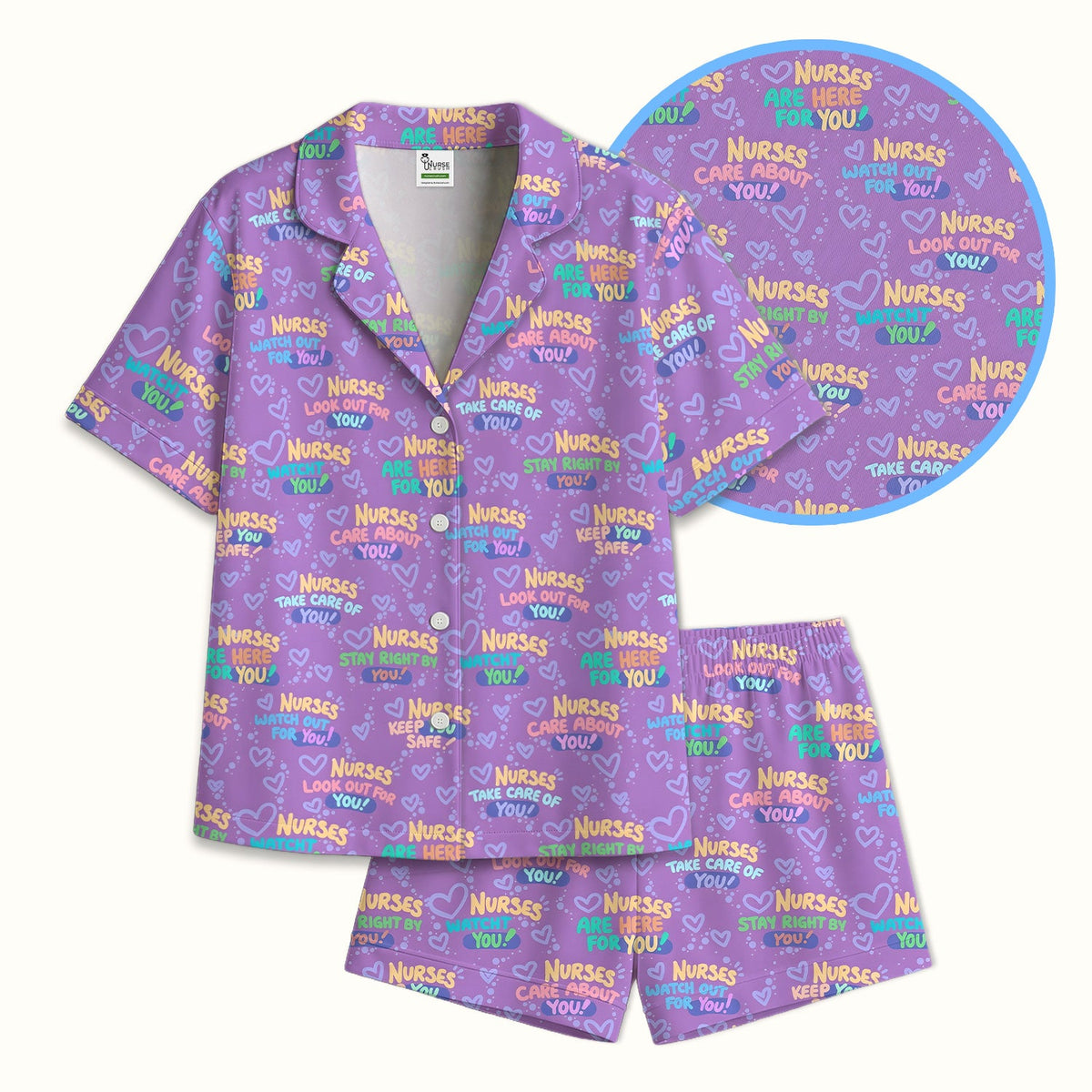 Nurse Quote Care Message Blue Purple Pajama Set