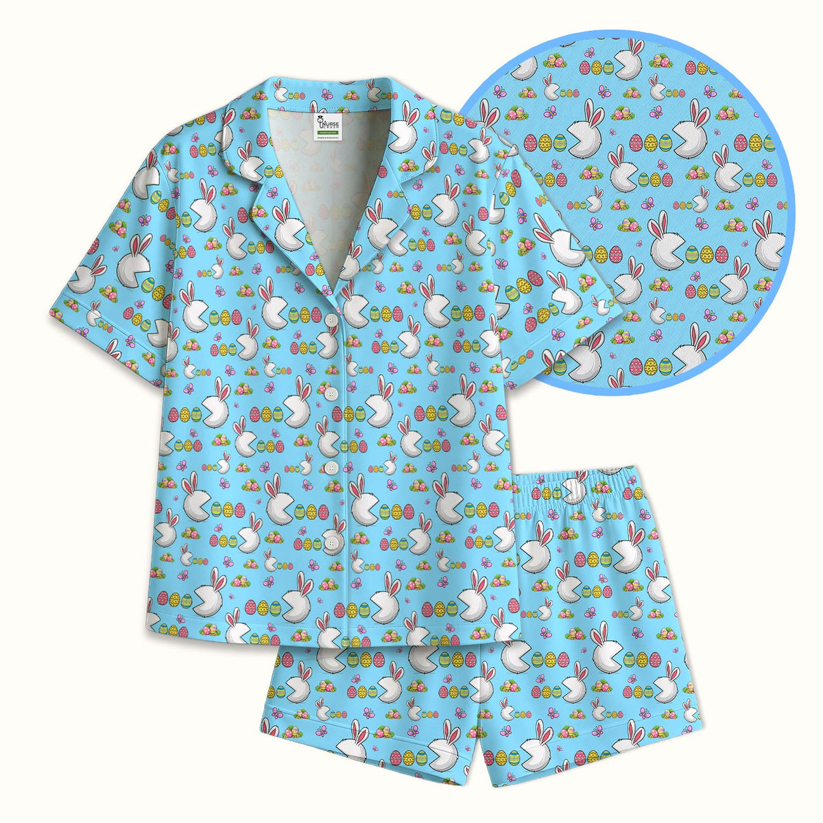 Personalized Easter Bunny Colorful Eggs Pajama Set