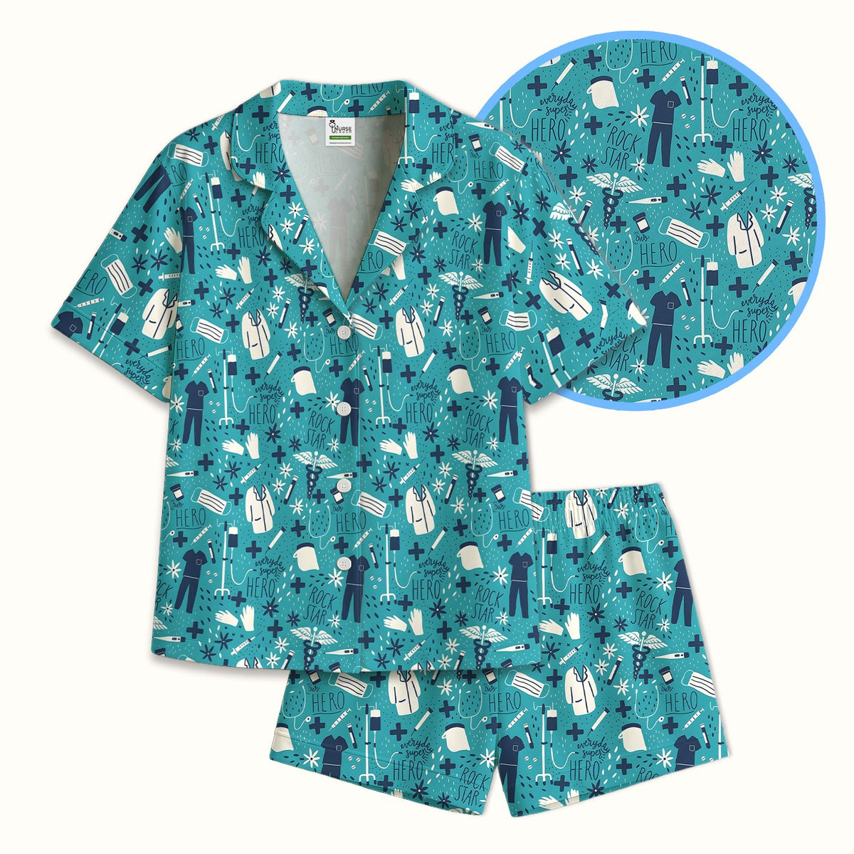 Nurse Quote Care Message Grey Teal Pajama Set