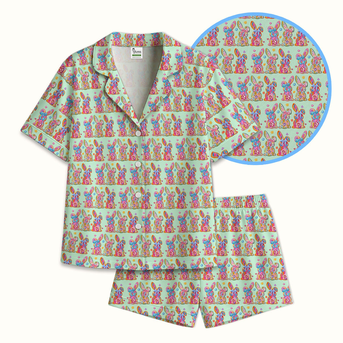 Pastel Bunny Floral Pajama Set