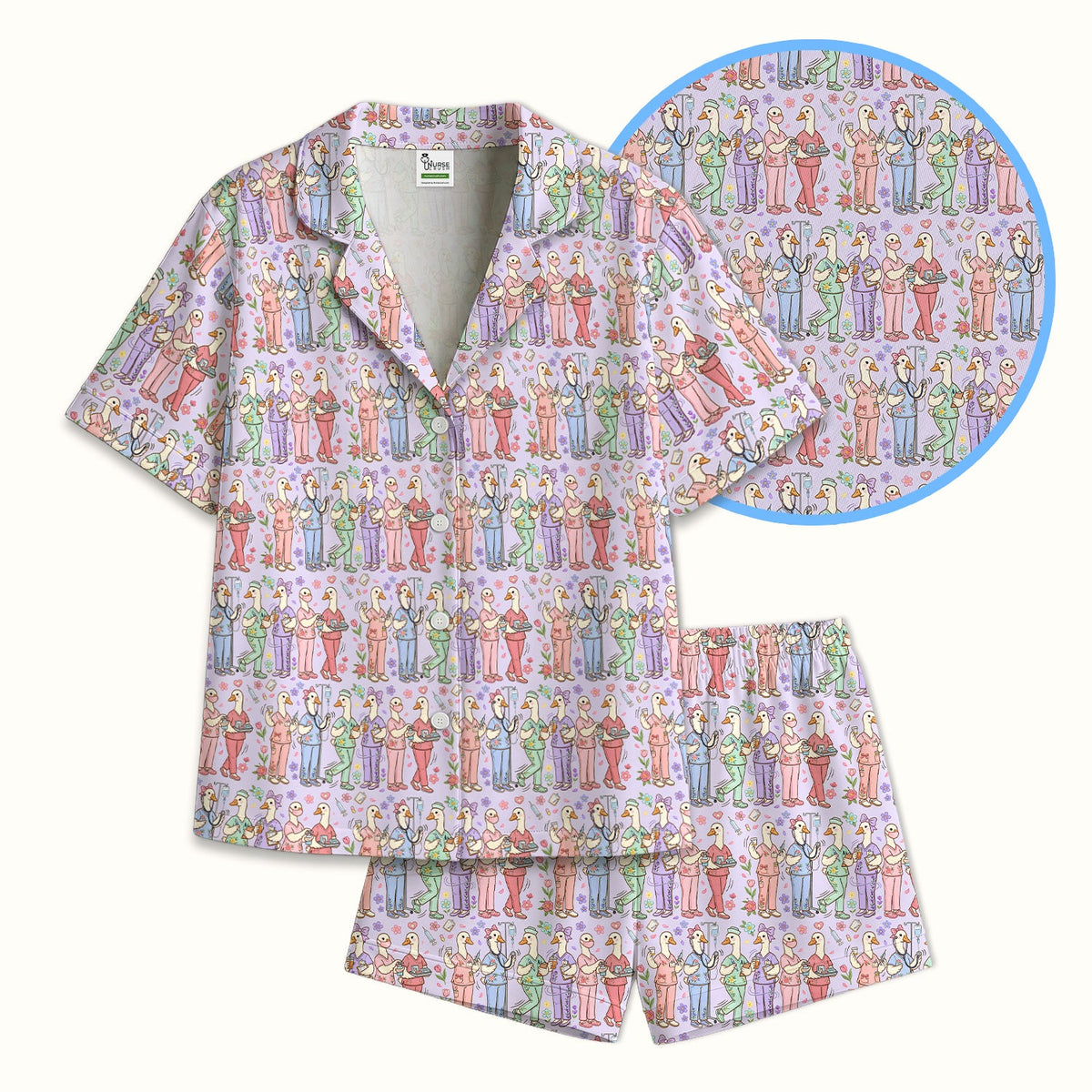 Goose Characters Floral Pajama Set