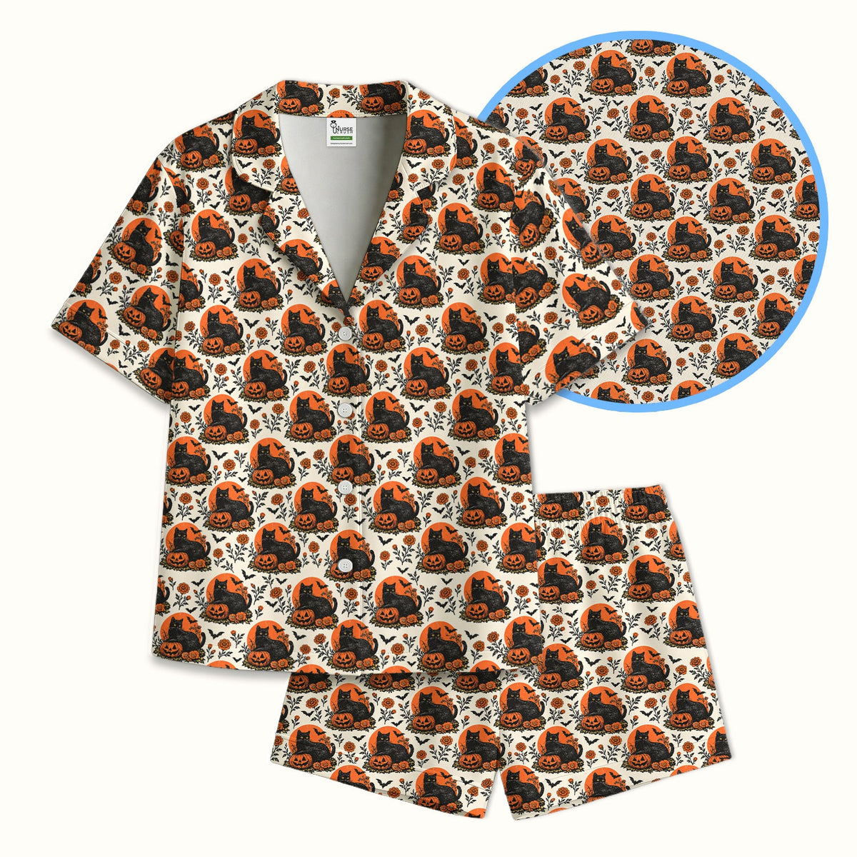 Black Cat Energy Pajama Set - Halloween Gift For Nurse
