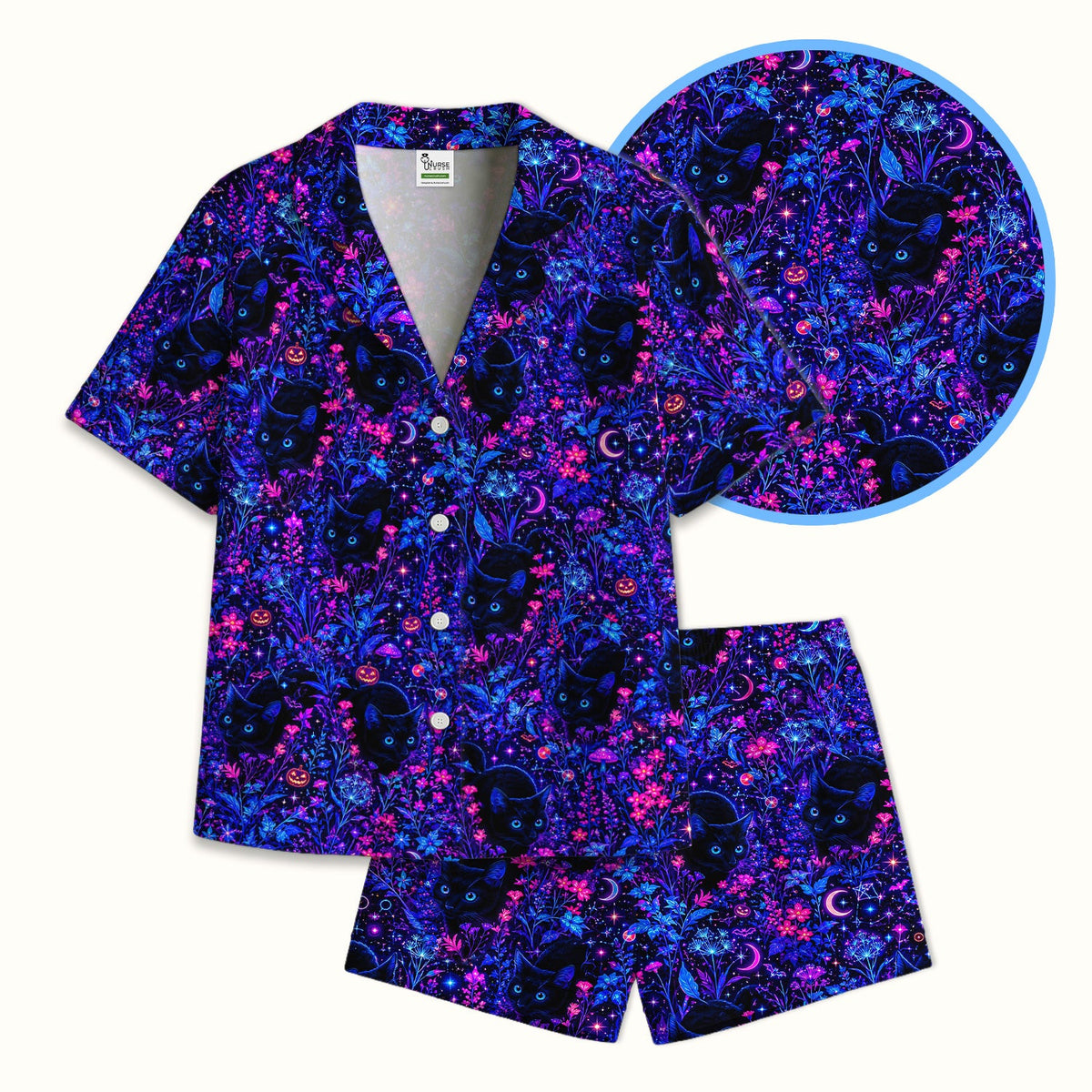 Spooky Black Cat Garden Pajama Set