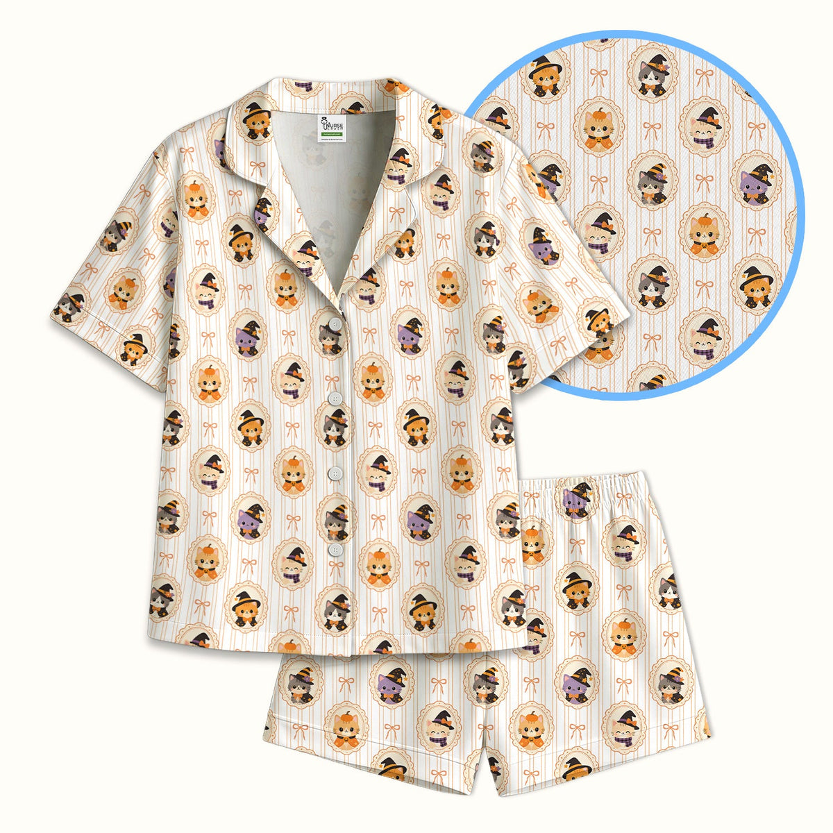 Halloween Cat Stripe Pajama Set