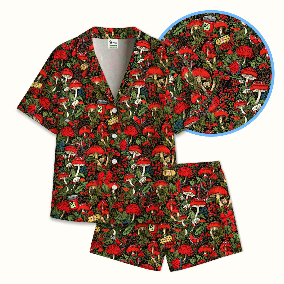 Red Mushroom Forest Pajama Set