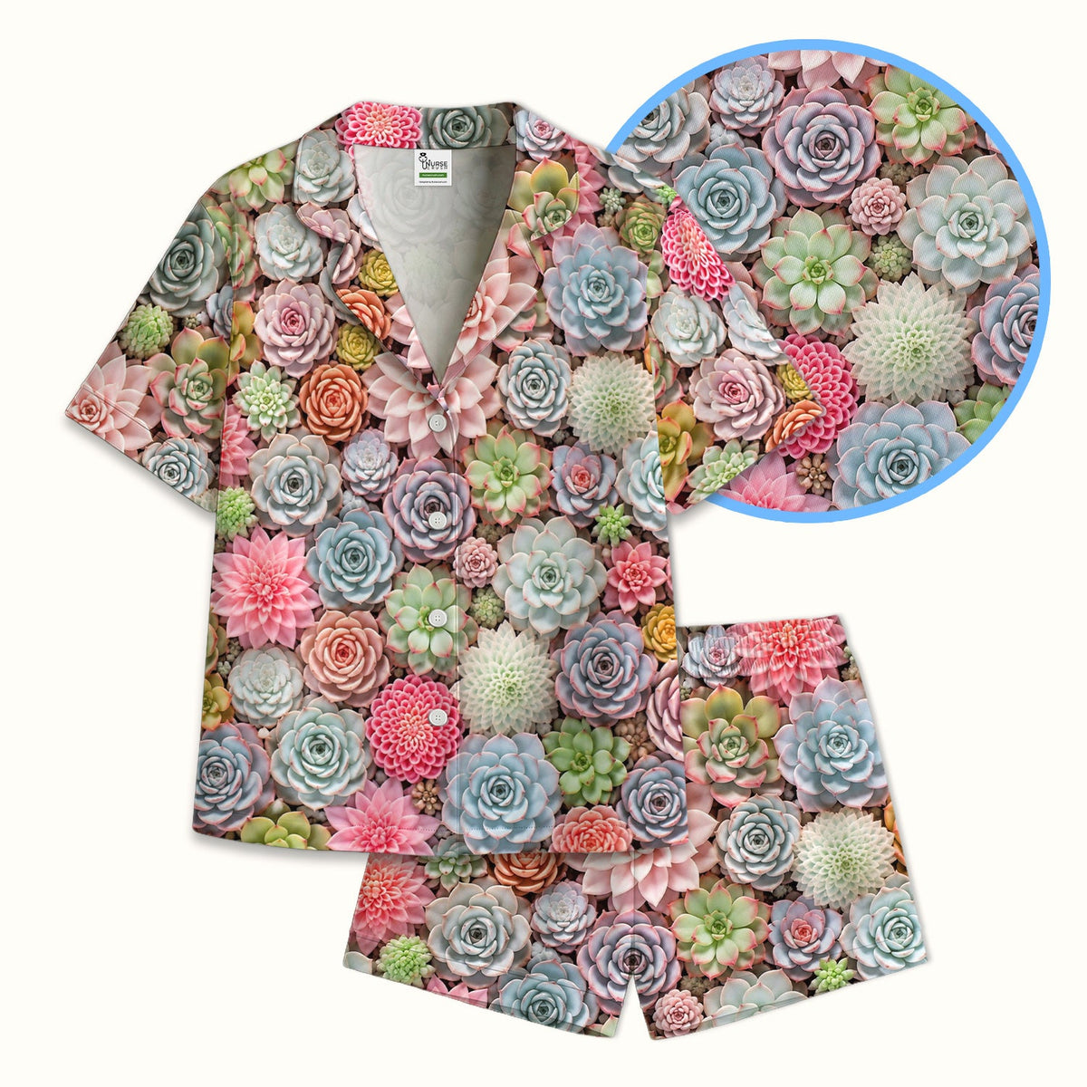 Pastel Succulent Blossom Pajama Set