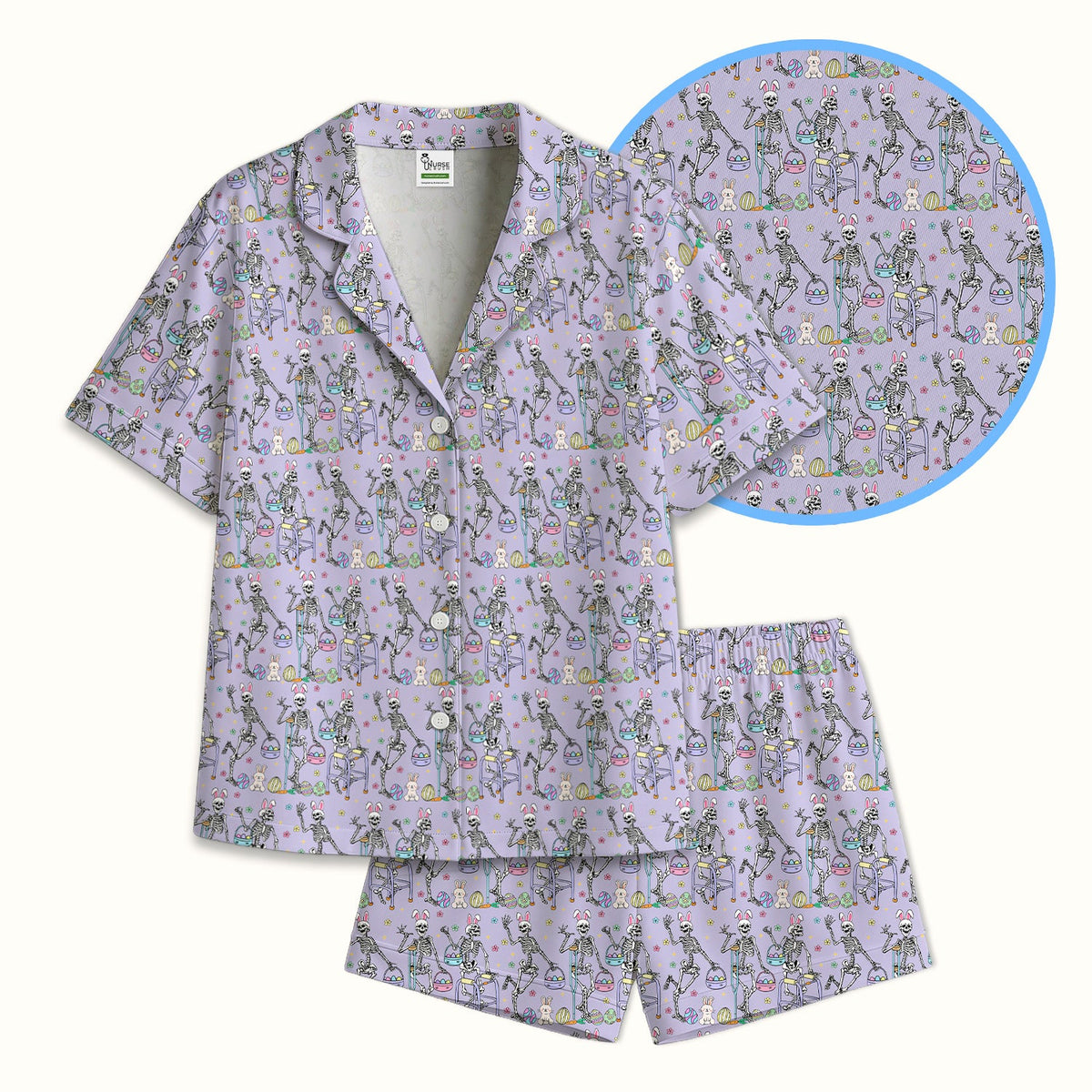 Fun Skeleton Bunny Pajama Set - Easter Gift For Nurse