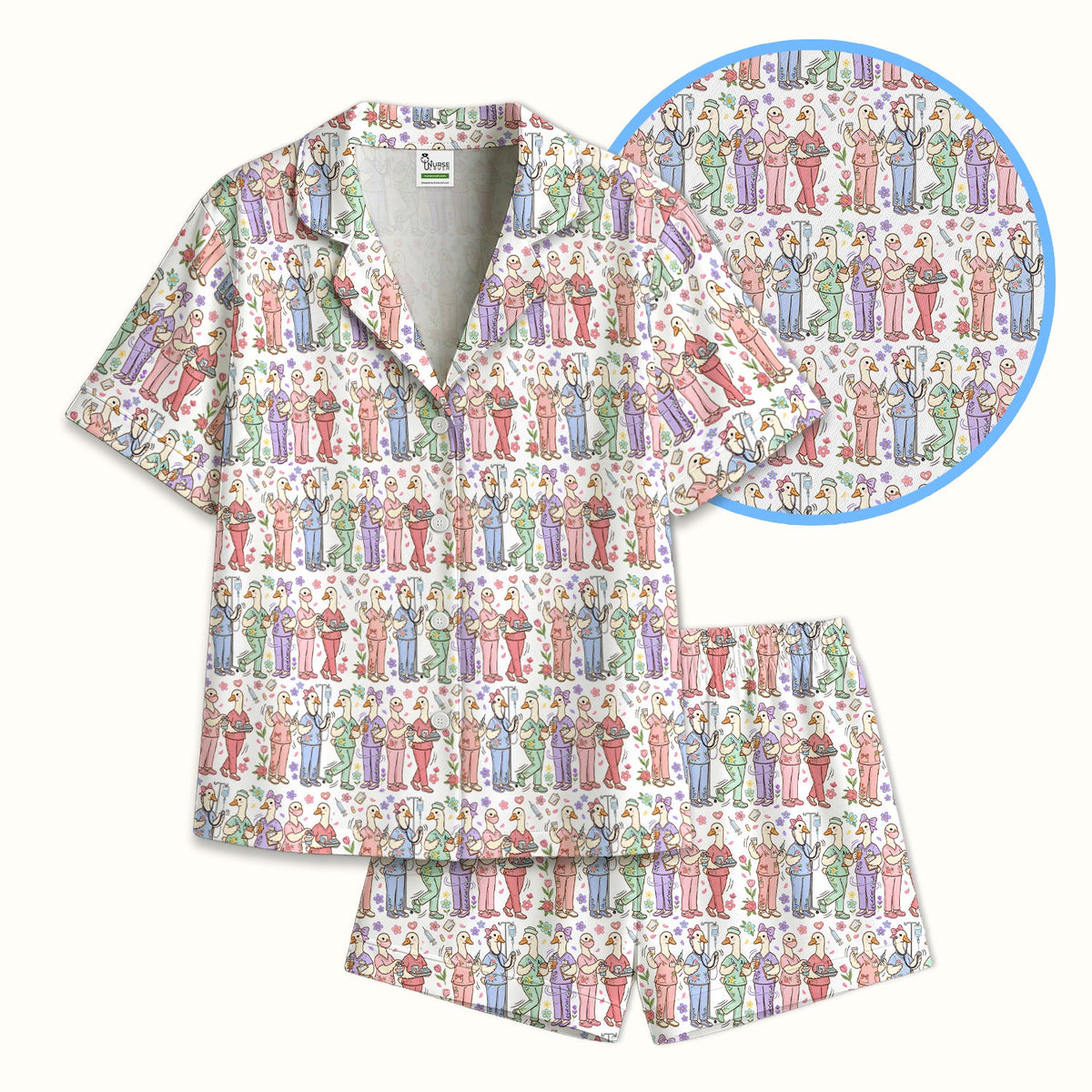 Goose Characters Floral Pajama Set