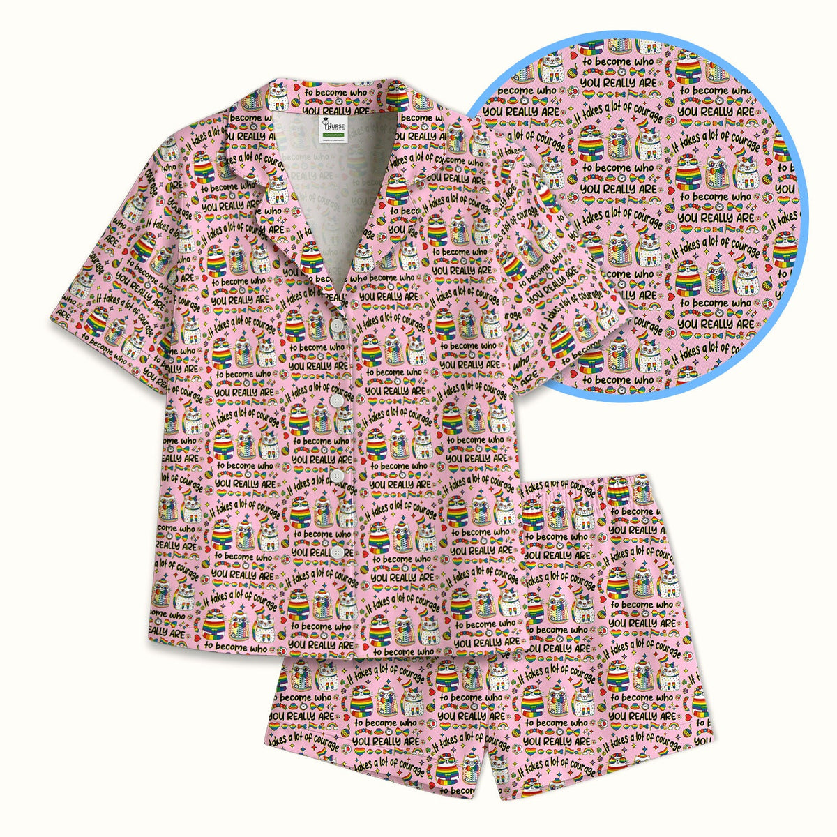 Nurse Rainbow Cat Courage Pajama Set