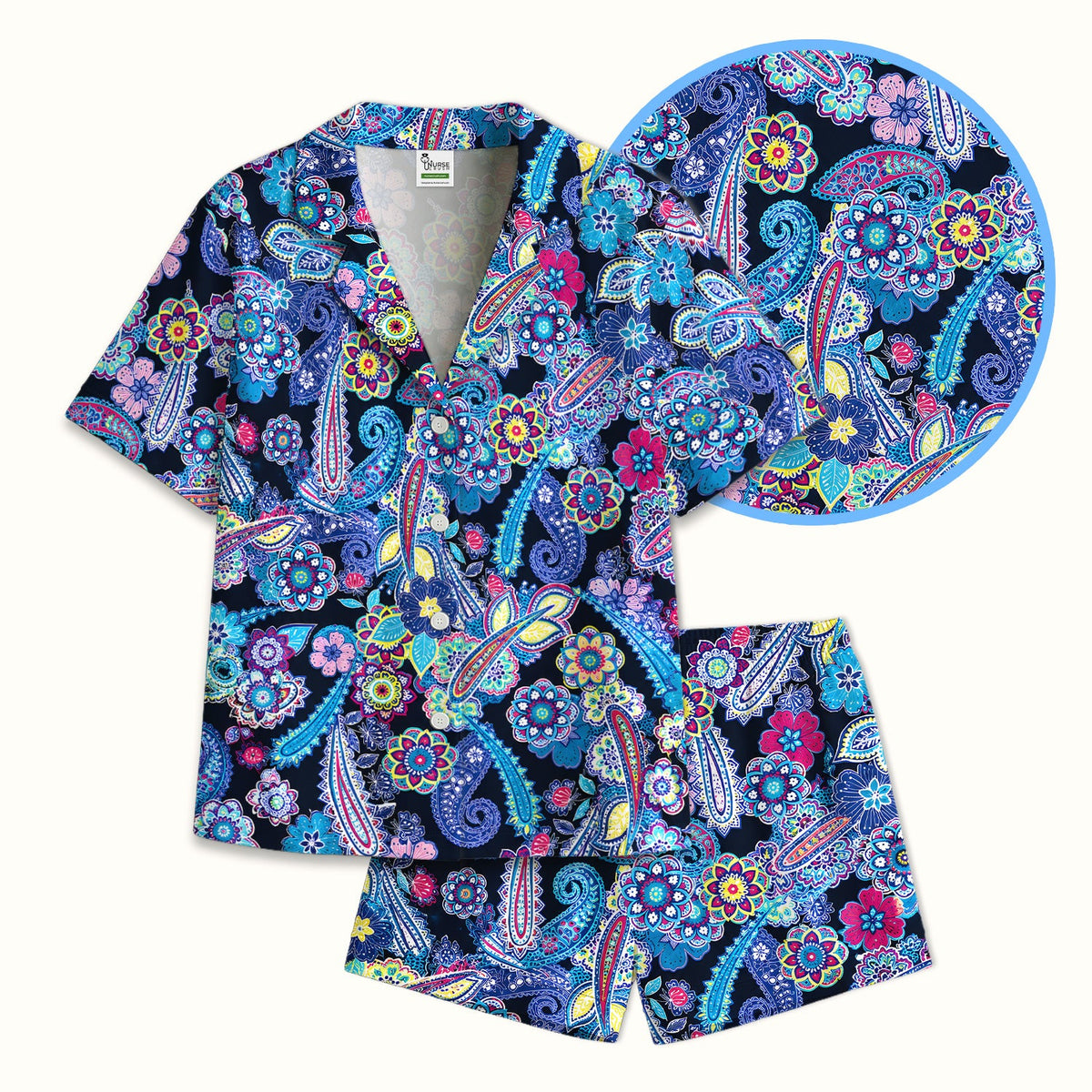Vibrant Paisley Floral Pajama Set