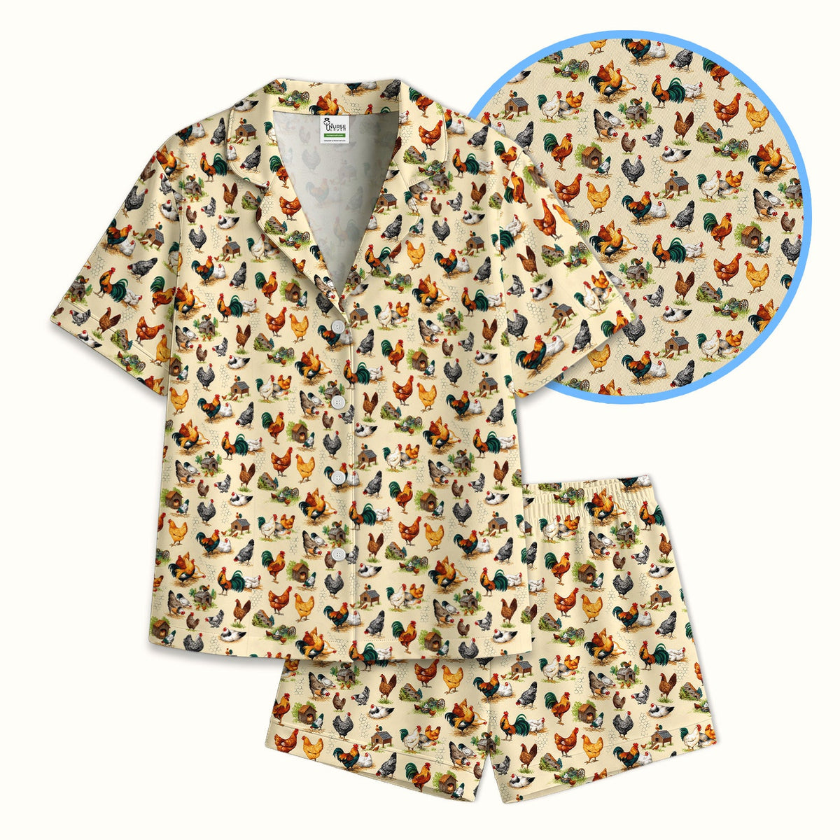 Farm Chicken Rooster Coop Pajama Set