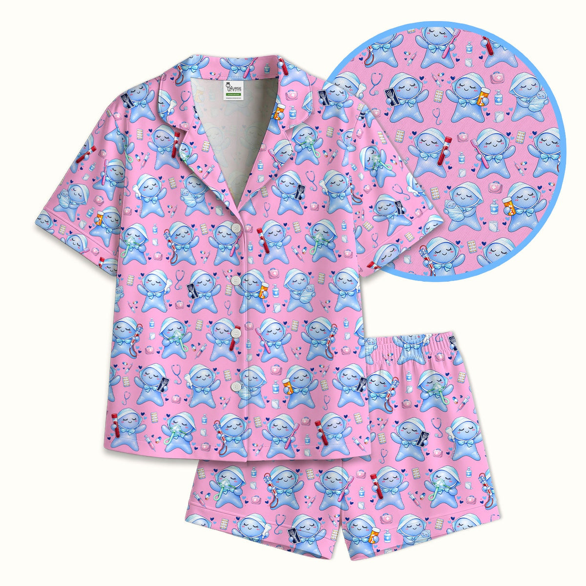 Dental Tooth Character Nurse Pajama Set