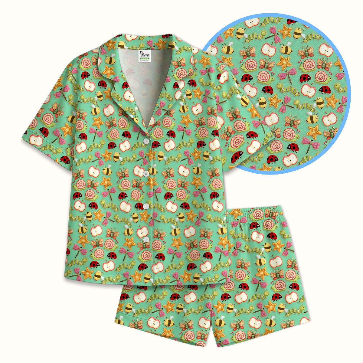Snail Ladybug Caterpillar Apple Garden Pajama Set