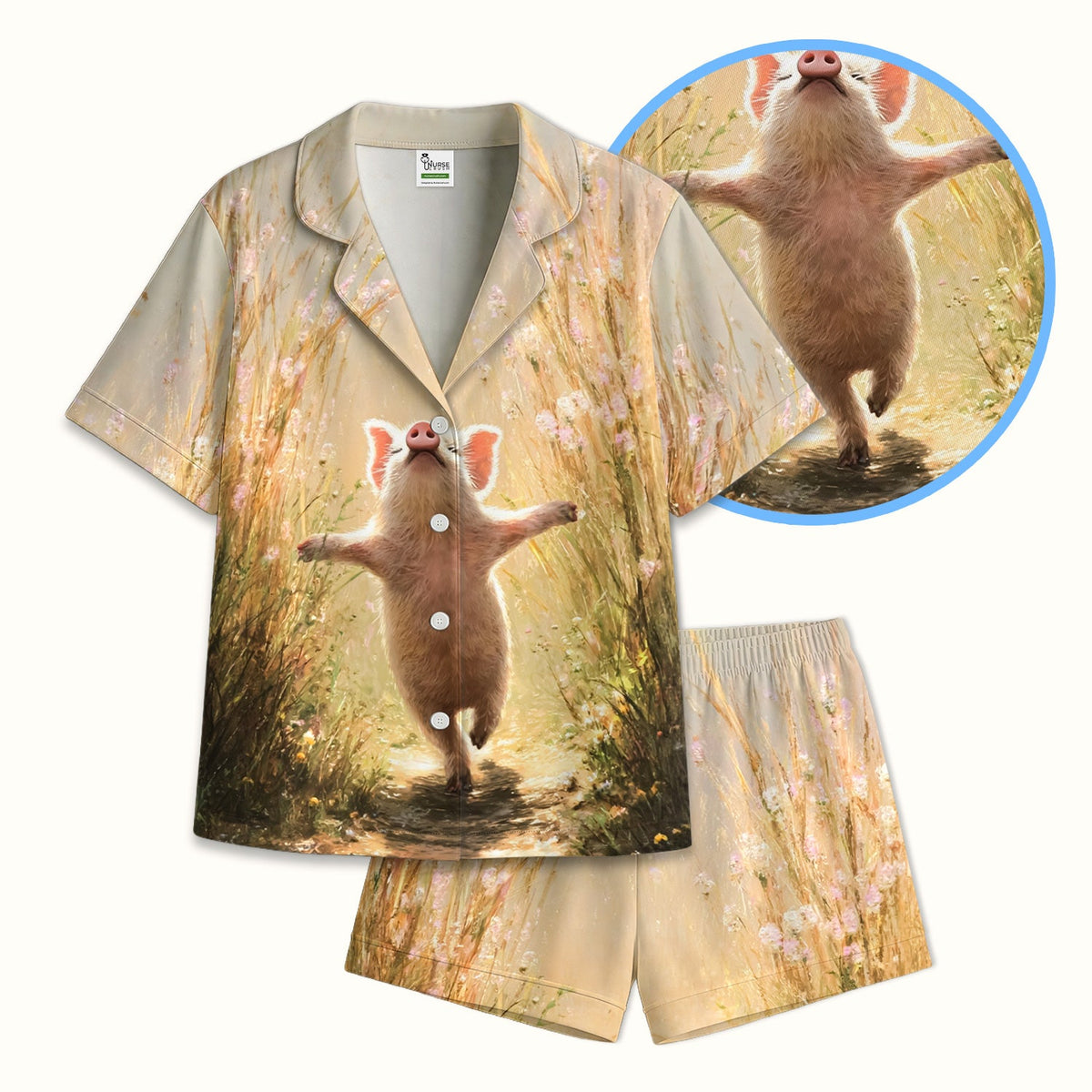 Pig Running Meadow Pajama Set For Nurse