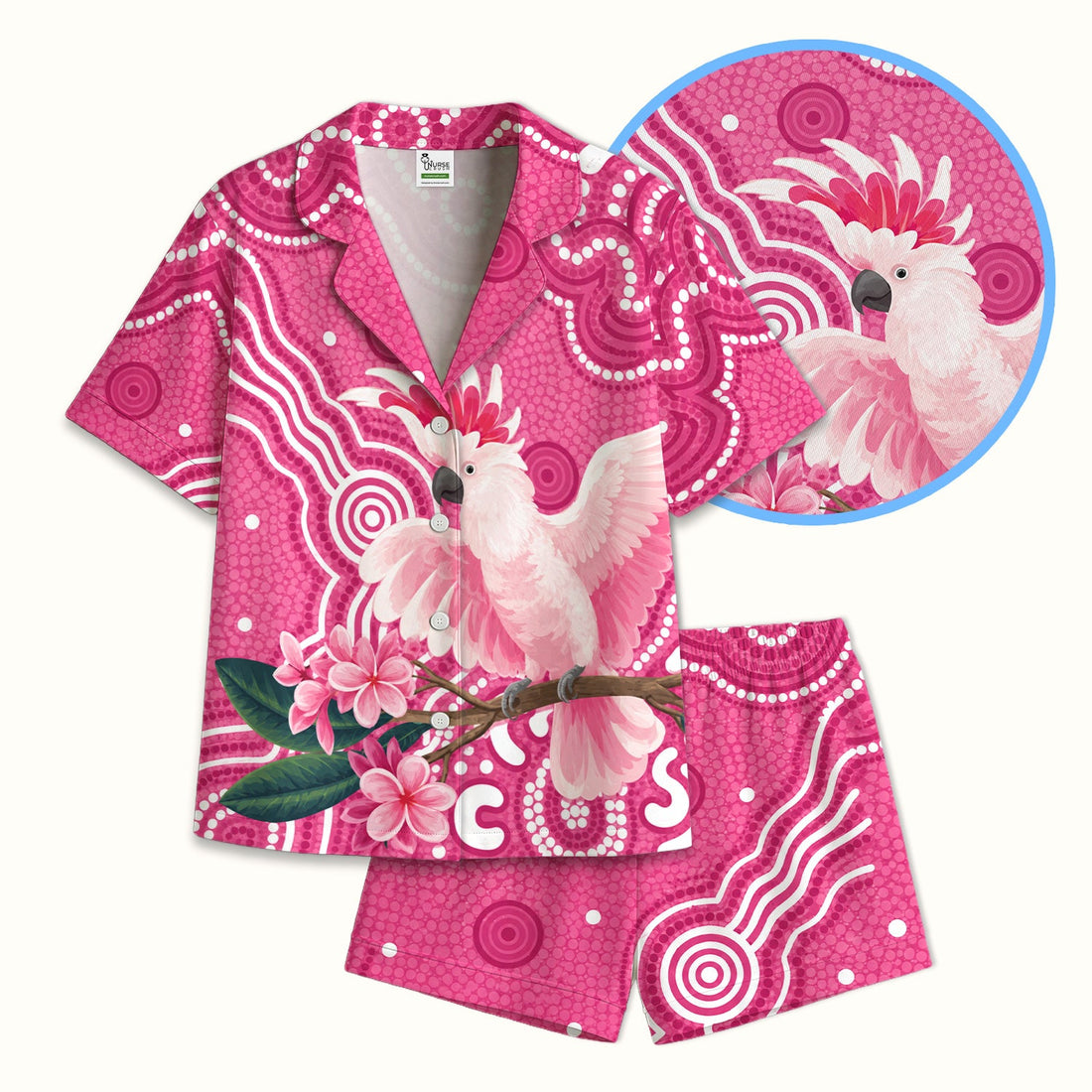 Pink Cockatoo Floral Dot Pajama Set