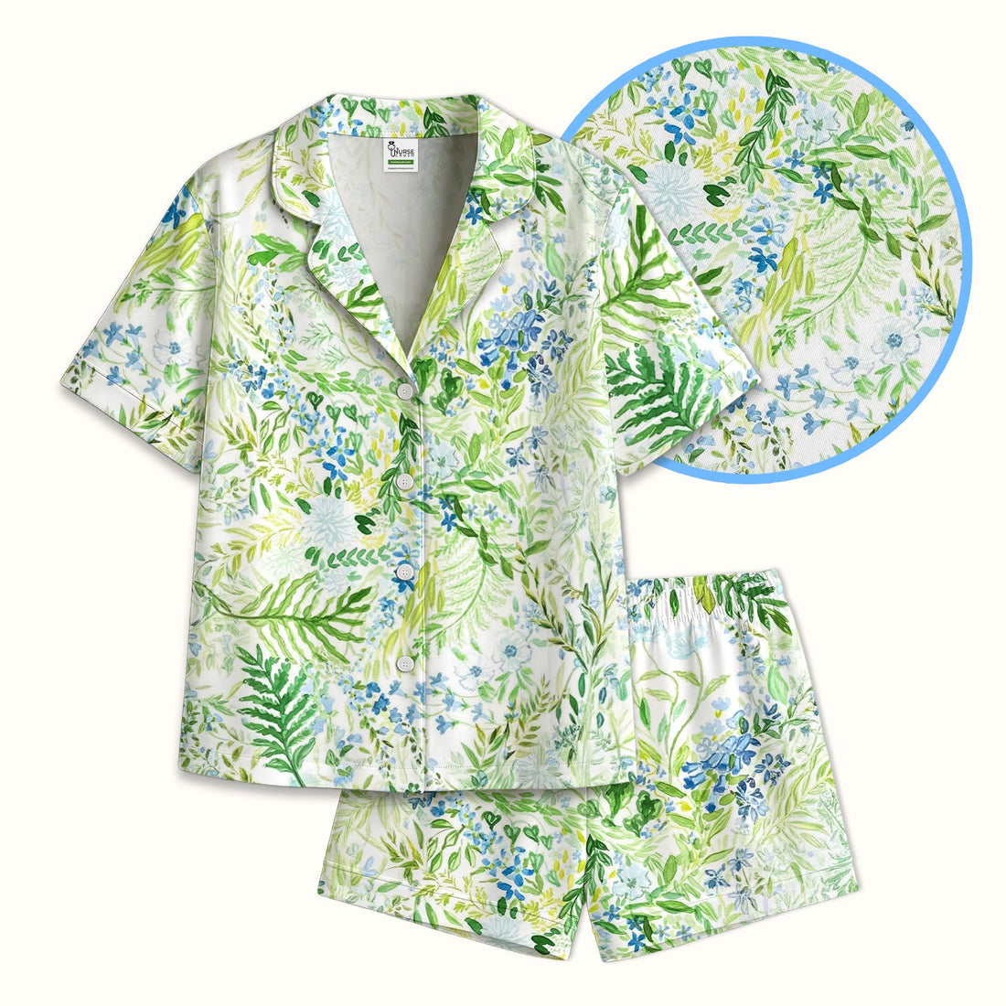 Botanical Green Floral Pajama Set
