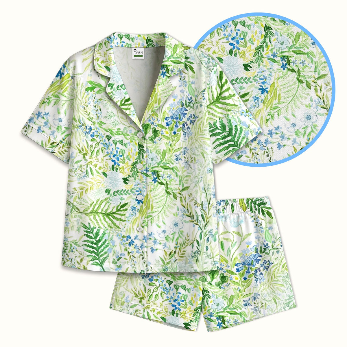 Botanical Green Floral Pajama Set