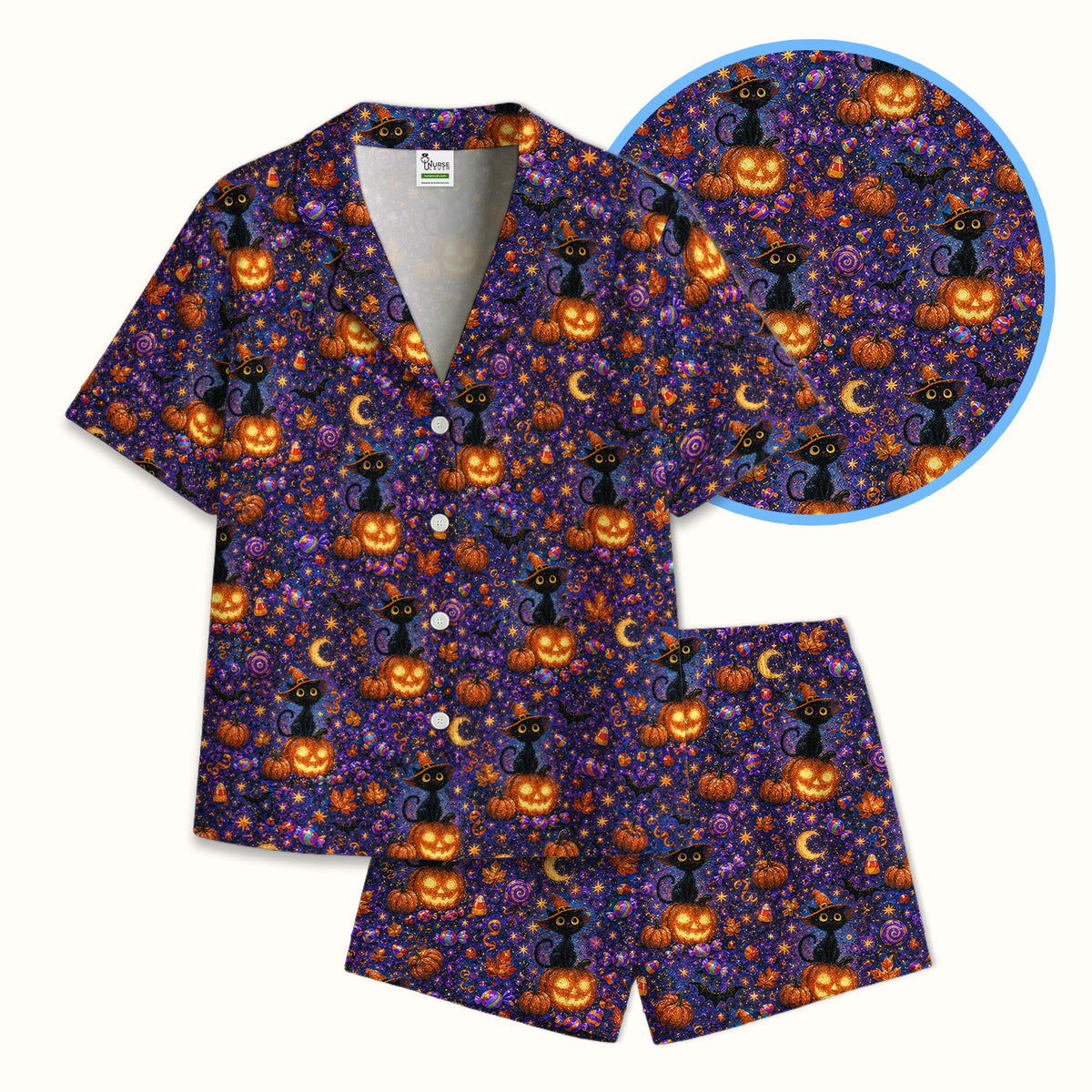 Mystical Witch Cat Pajama Set - Halloween Gift