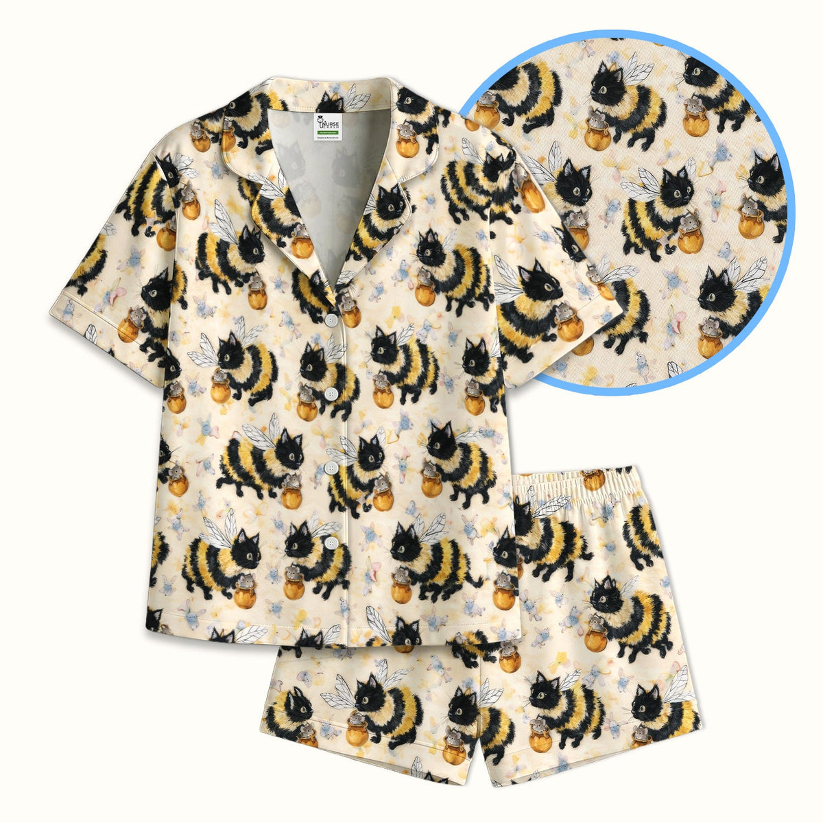 Adorable Bumblebee Cat Honey Jar Pajama Set